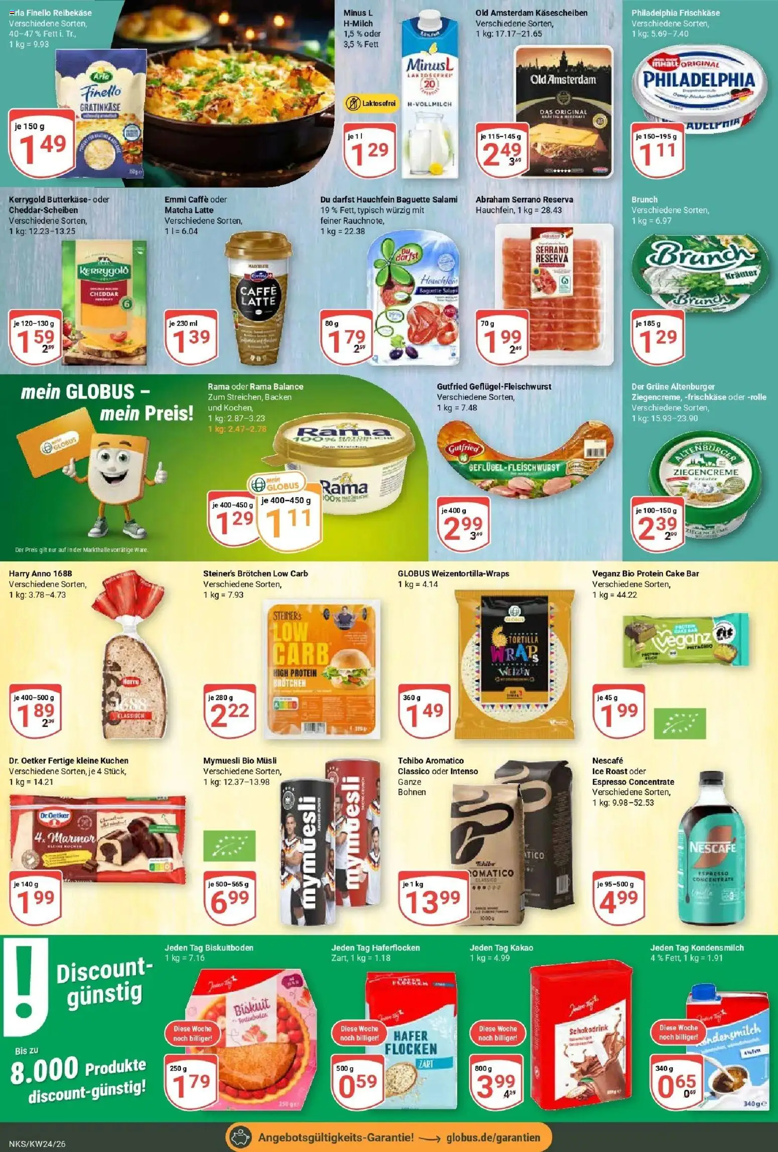 Globus Prospekt Neunkirchen – gültig ab 08.06.2026 | Seite: 18 | Produkte: Nescafe, Rama, Kuchen, Reibekase