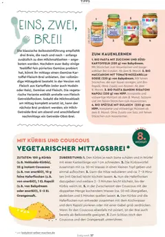 MIT KÜRBIS UND COUSCOUS VEGETARISCHER MITTAGSBREI, Vegetarischer Mittagsbrei mit Kürbis und Couscous ab 11.12.2025 gültig | Seite: 37 | Produkte: Orangensaft, Kürbis, Zucchini, Fleisch