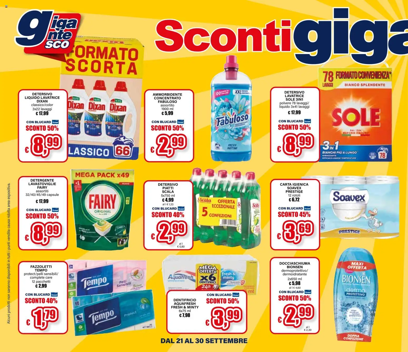 Volantino Il Gigante del 21/09/2026 | Pagina: 2 | Prodotti: Dentifricio, Detergente, Fazzoletti, Scala