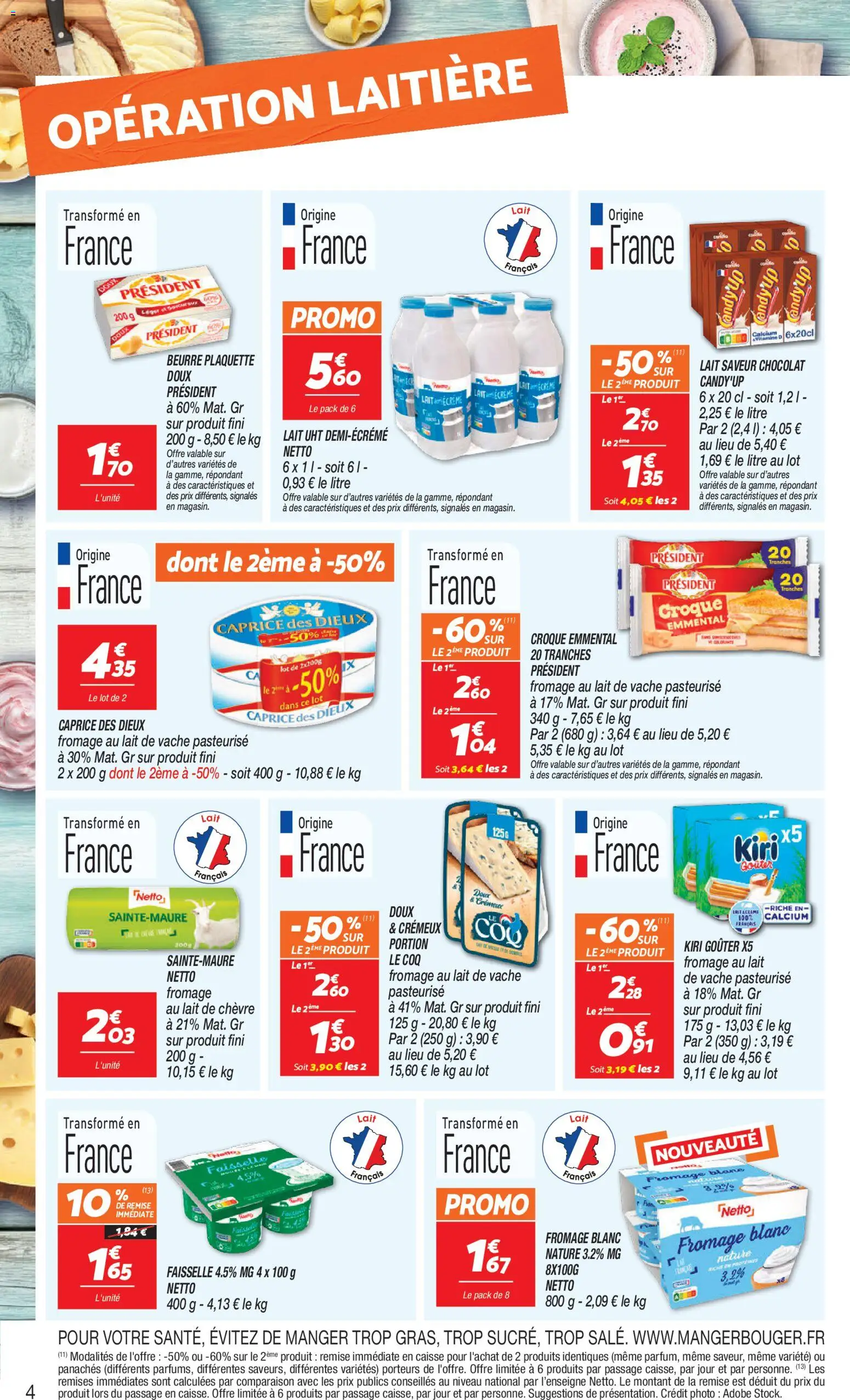 {H1} | Page: 4 | Produits: Caprice des dieux, Fromage blanc, Beurre, Fromage