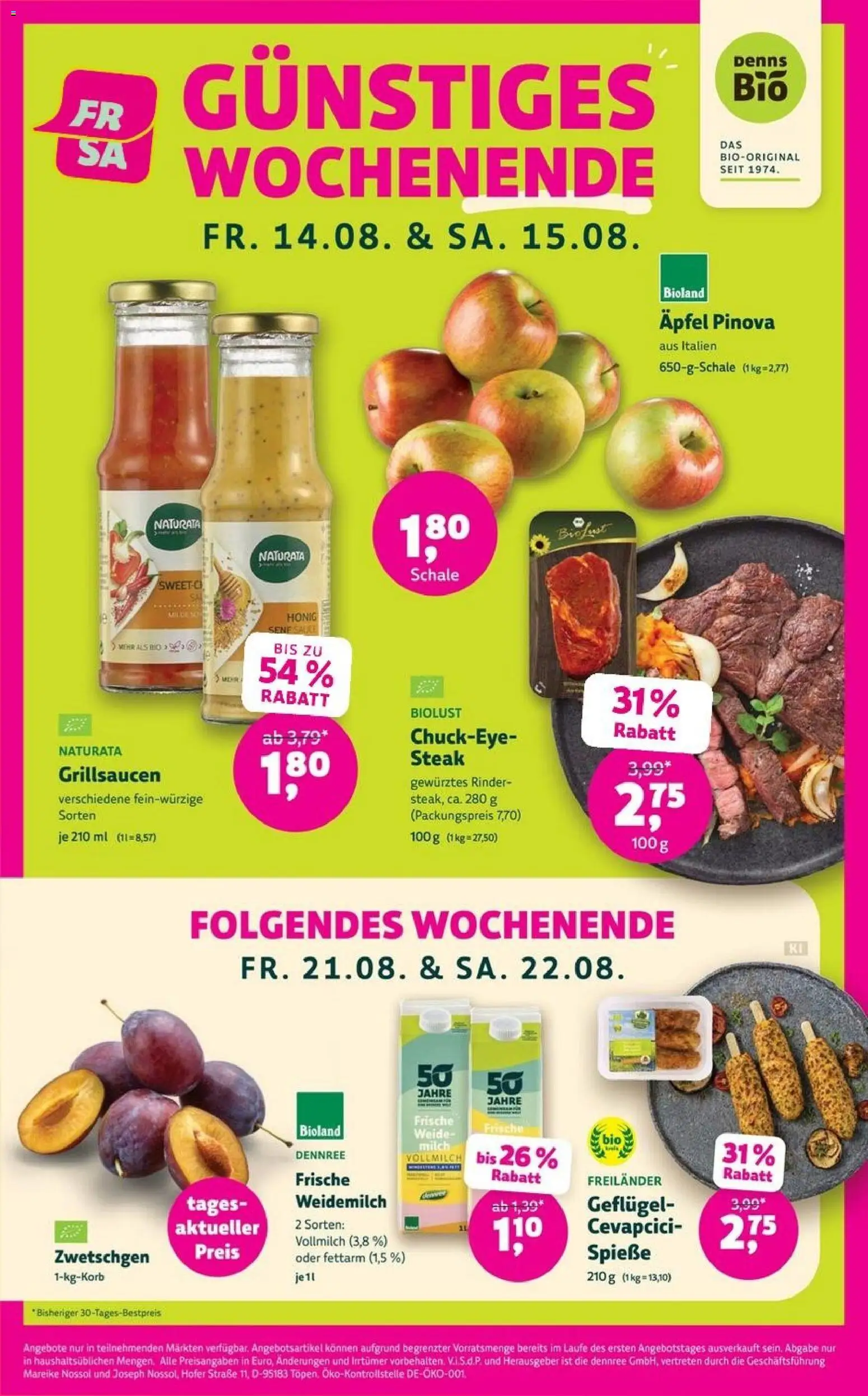 Denns BioMarkt Angebote – gültig ab 12.08.2026 | Seite: 4 | Produkte: Milch, Cevapcici, Äpfel, Zwetschgen