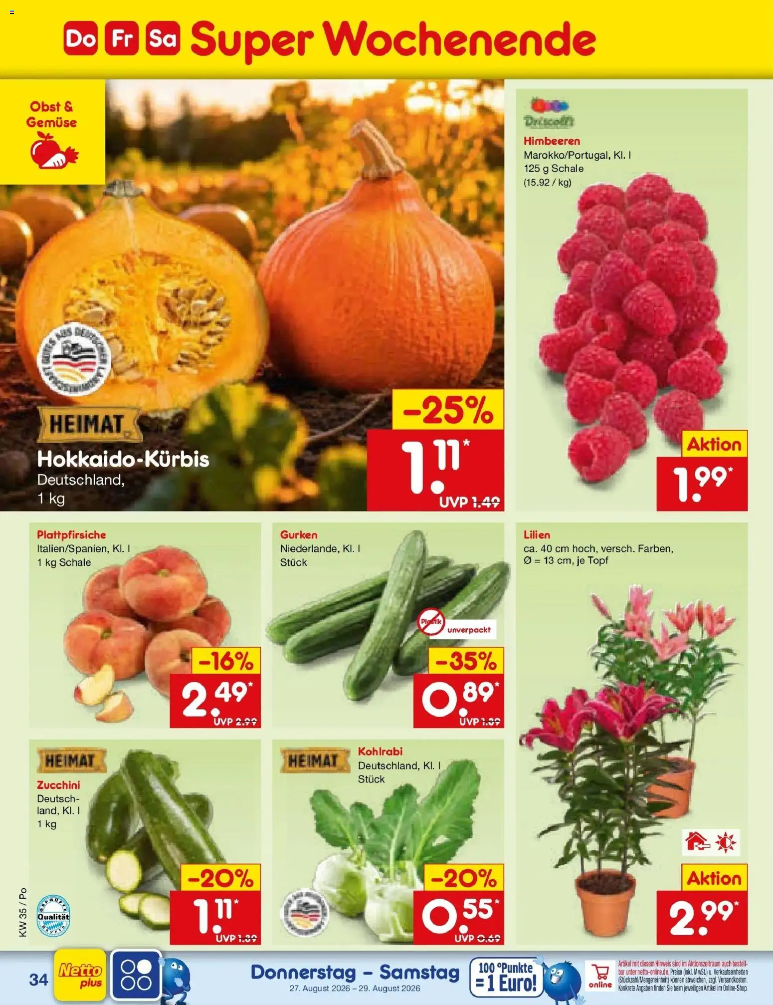 Netto Marken-Discount Prospekt Amberg (ab 24.08.2026) » Angebote | Seite: 48 | Produkte: Kohlrabi, Gemüse, Obst, Zucchini
