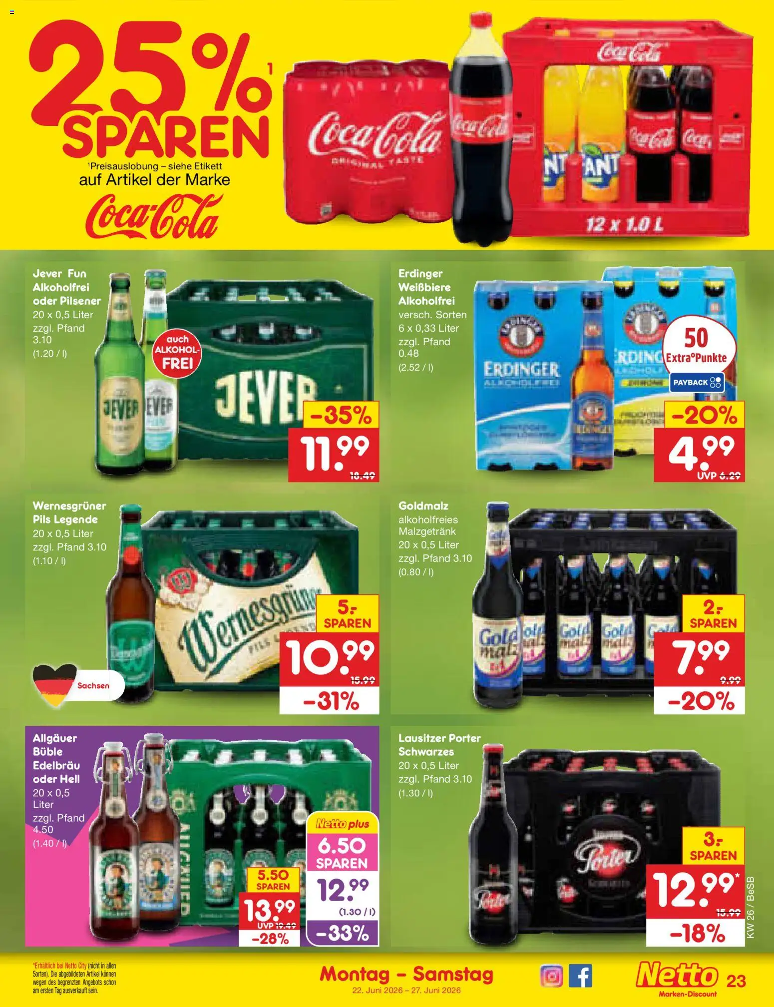 Netto Marken-Discount Prospekt – gültig ab 22.06.2026 | Seite: 31 | Produkte: Erdinger, Pils, Wernesgruner, Jever