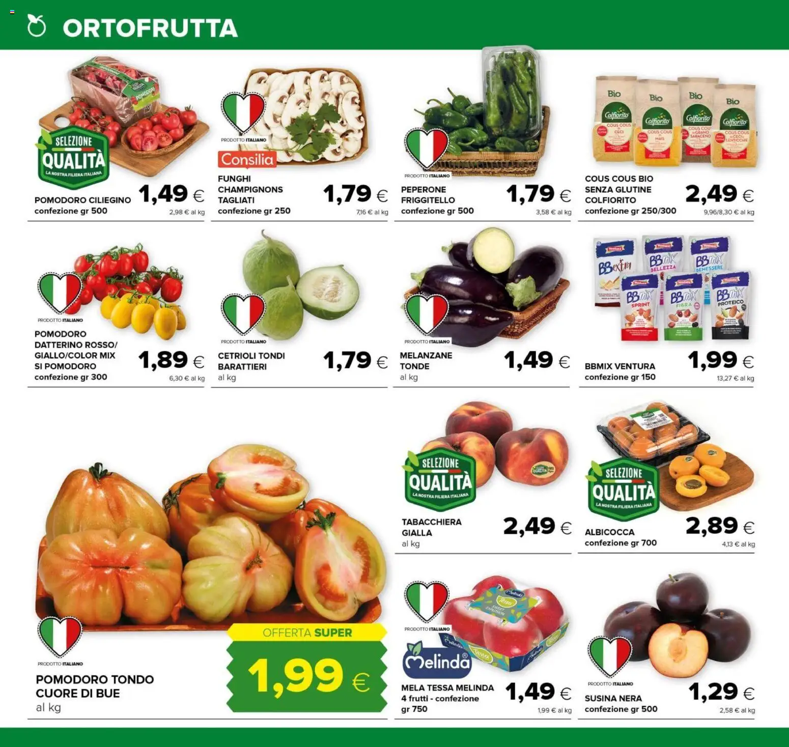 Volantino Oasi del 16/07/2026 | Pagina: 2 | Prodotti: Cetrioli, Pomodori, Melanzane, Mais