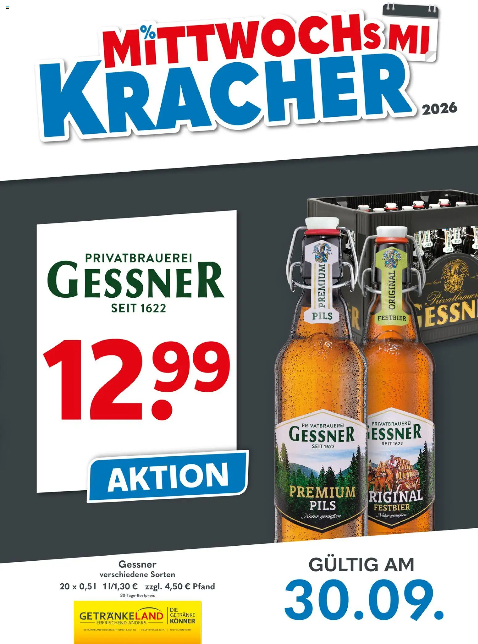 Getränkeland Mittwochs Kracher – gültig ab 30.09.2026 | Seite: 1 | Produkte: Pils