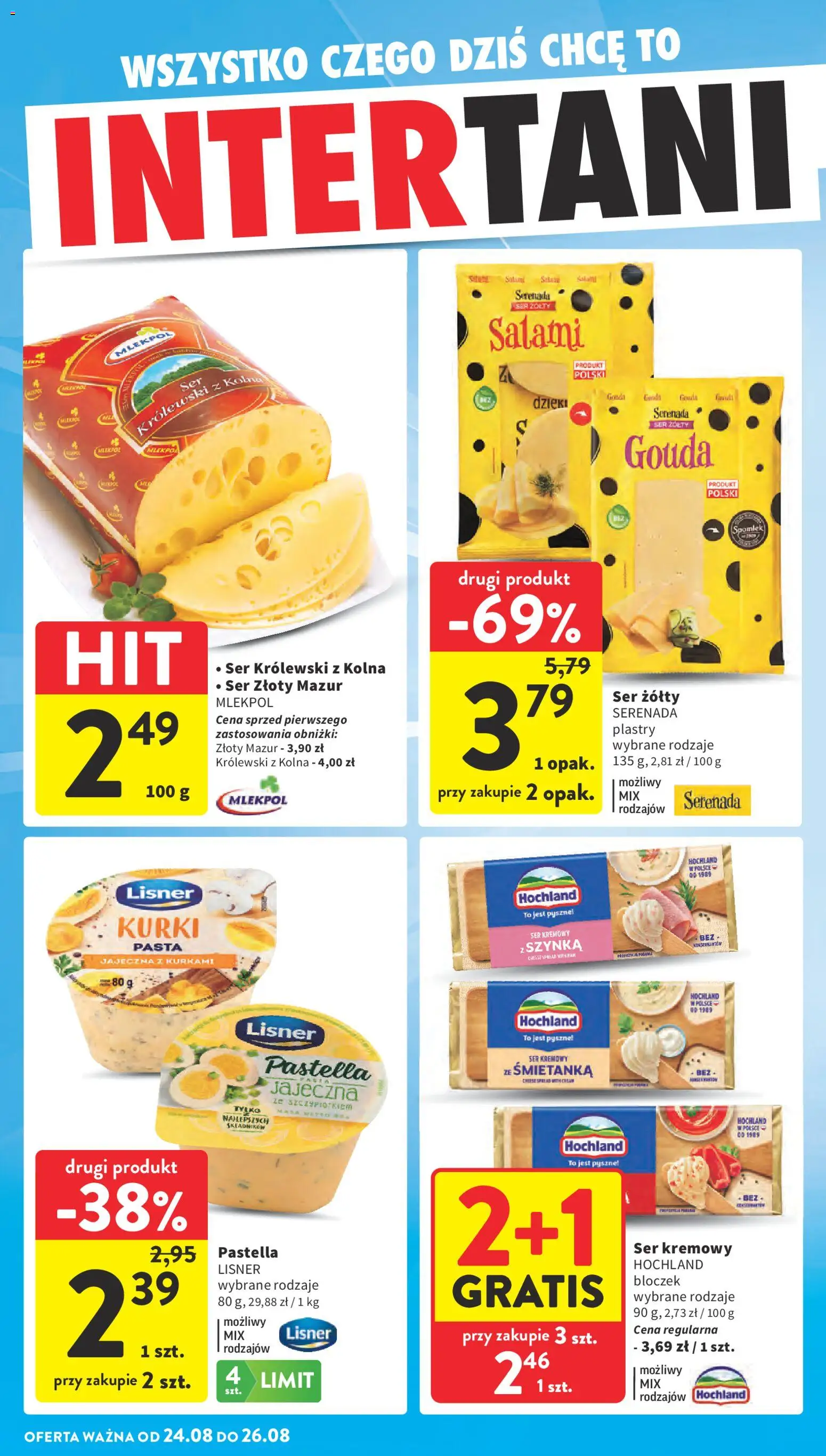 Intermarche gazetka od 20.08.2026 | Strona: 42 | Produkty: Ser, Salami, Pasta, Ser żółty Gouda