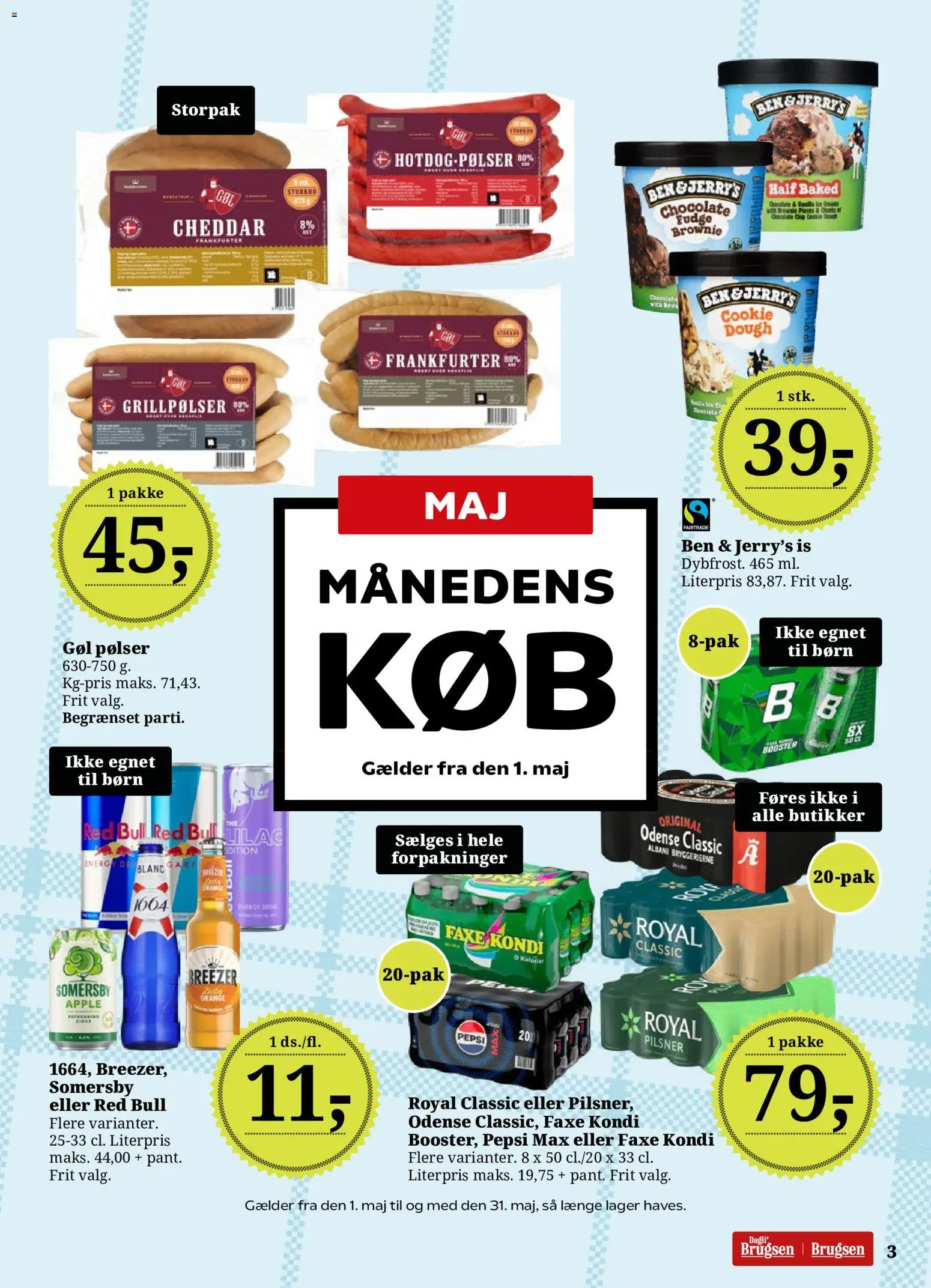Dagli'Brugsen tilbudsavis – gyldig fra 08.05.2026 | Side: 3 | Produkter: Cheddar, Pølser, Aparelho de barbear, Pepsi Max