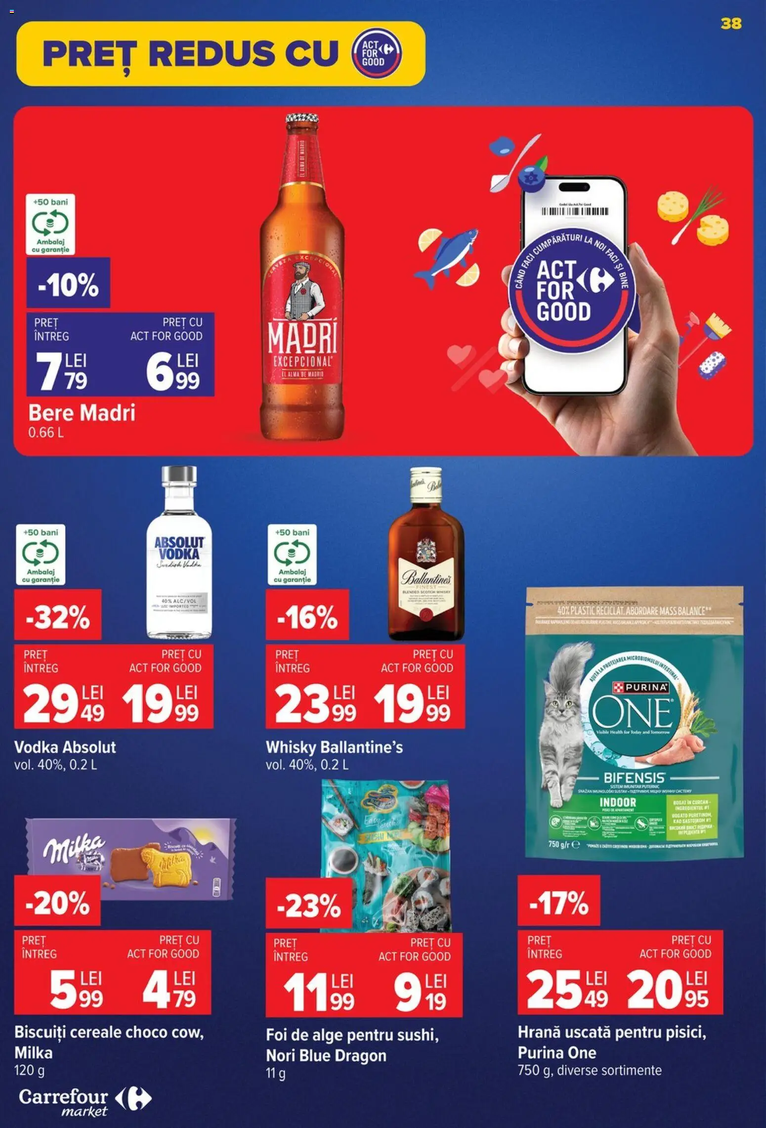 Noul catalog Carrefour – valabil de la 26.08.2026 | Pagină: 38 | Produse: Ballantine's, Absolut, Cereale, Vodka