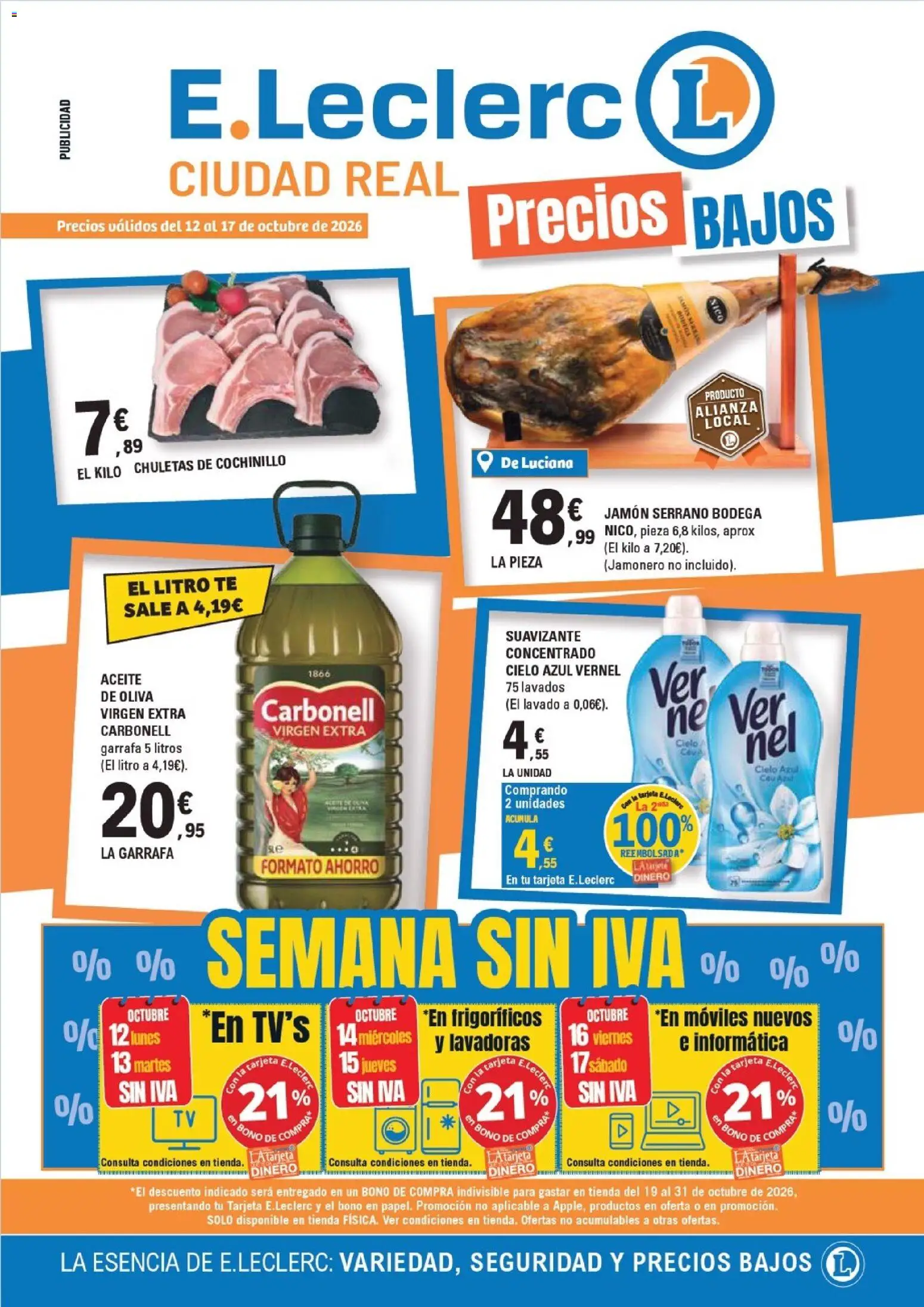 E.Leclerc - Ciudad Real │ válido desde el 12/10/2026 | Página: 1 | Productos: Jamón serrano, Aceite, Té, Suavizante