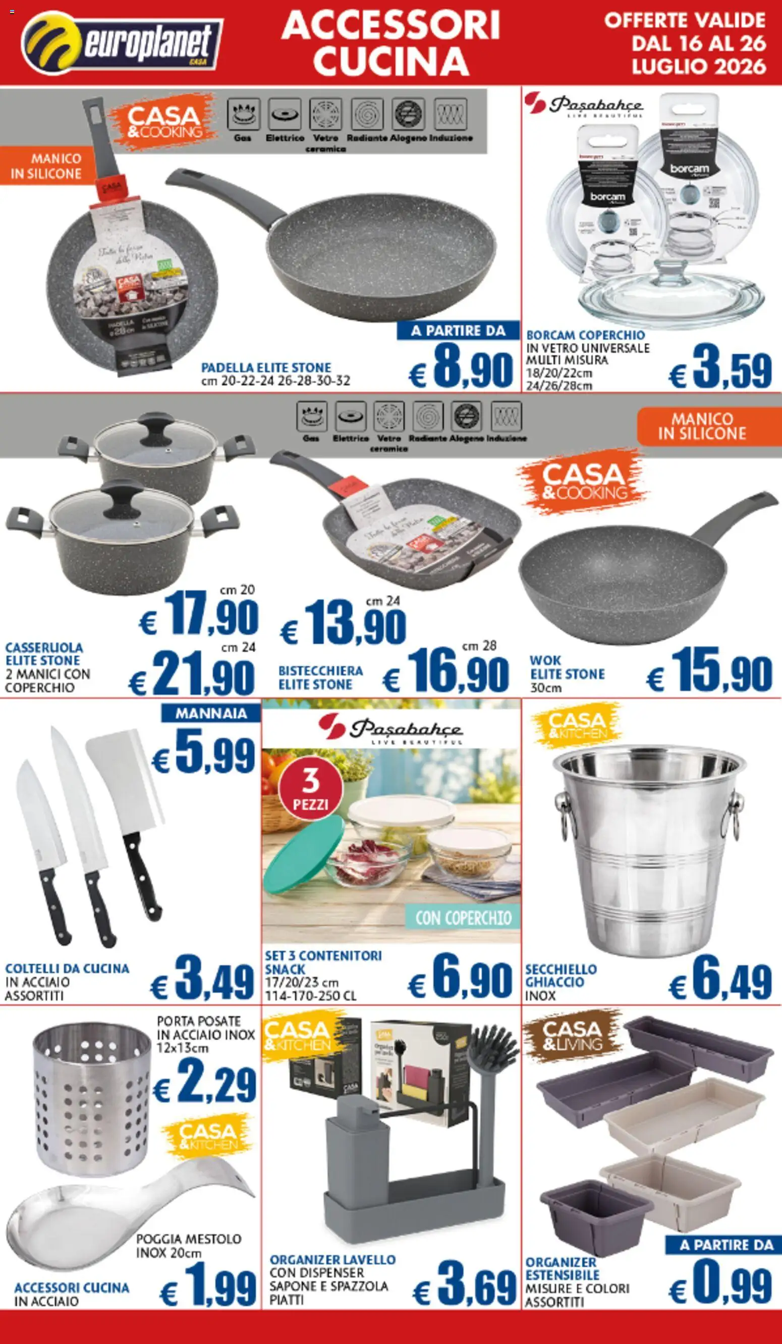 Volantino Europlanet Casa del 16/07/2026 | Pagina: 11 | Prodotti: Posate, Lavello, Silicone, Casseruola