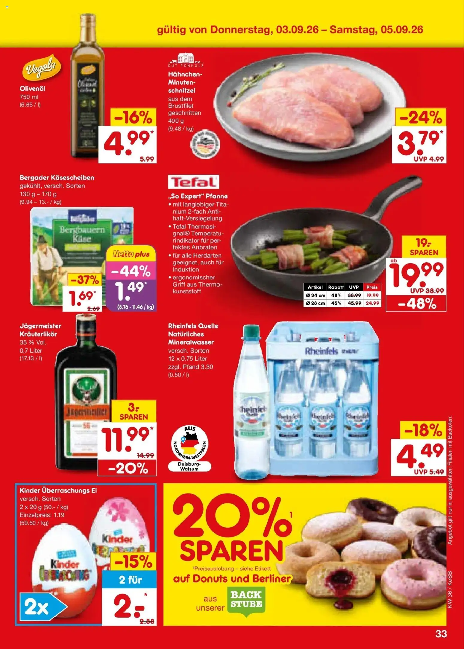 Netto Marken-Discount Prospekt Bonn (ab 31.08.2026) » Angebote | Seite: 45 | Produkte: Berliner, Donuts, Jägermeister, Backofen