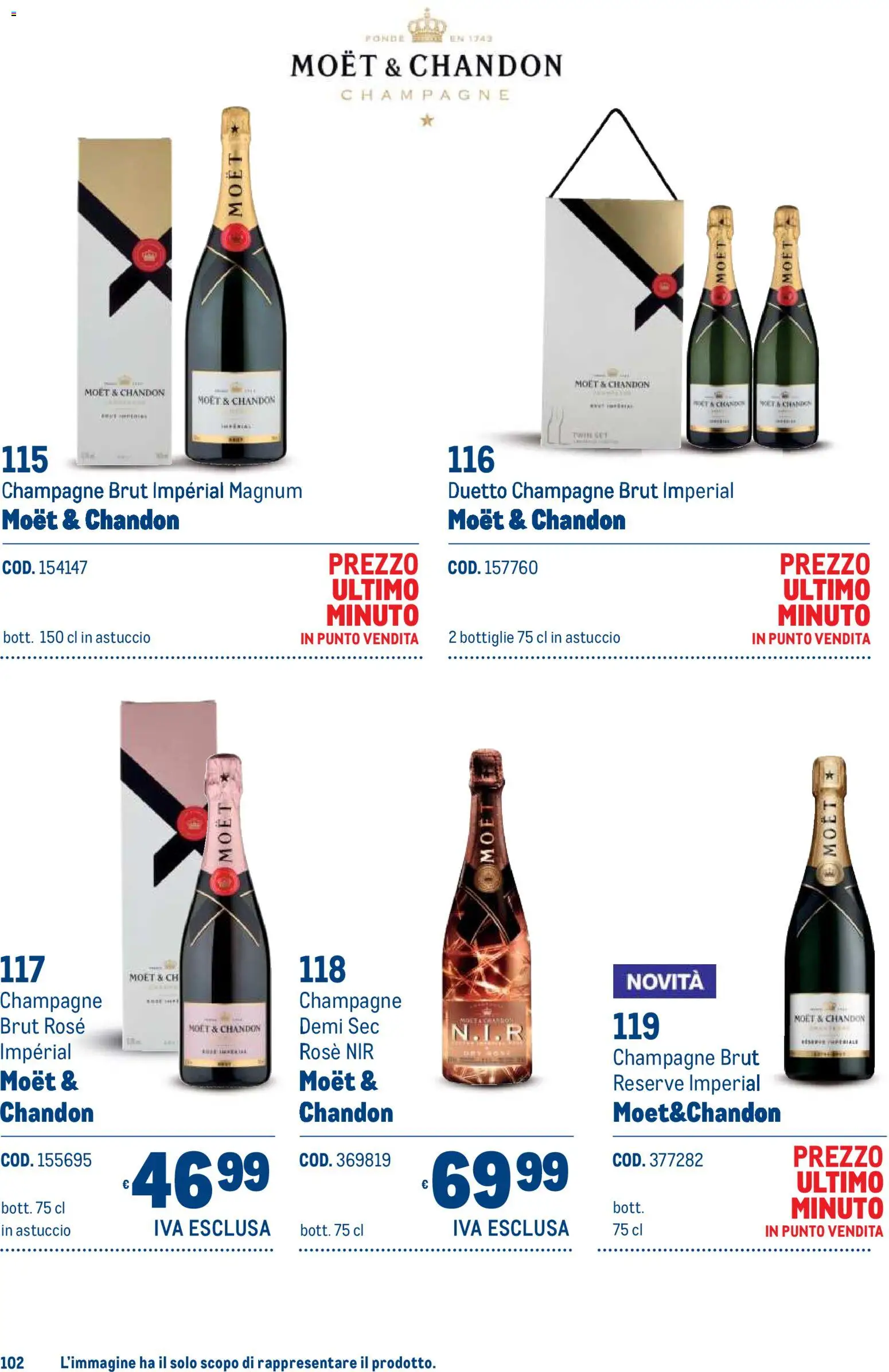 Volantino Metro del 19/10/2026 | Pagina: 102 | Prodotti: Magnum, Champagne, Astuccio, Moet