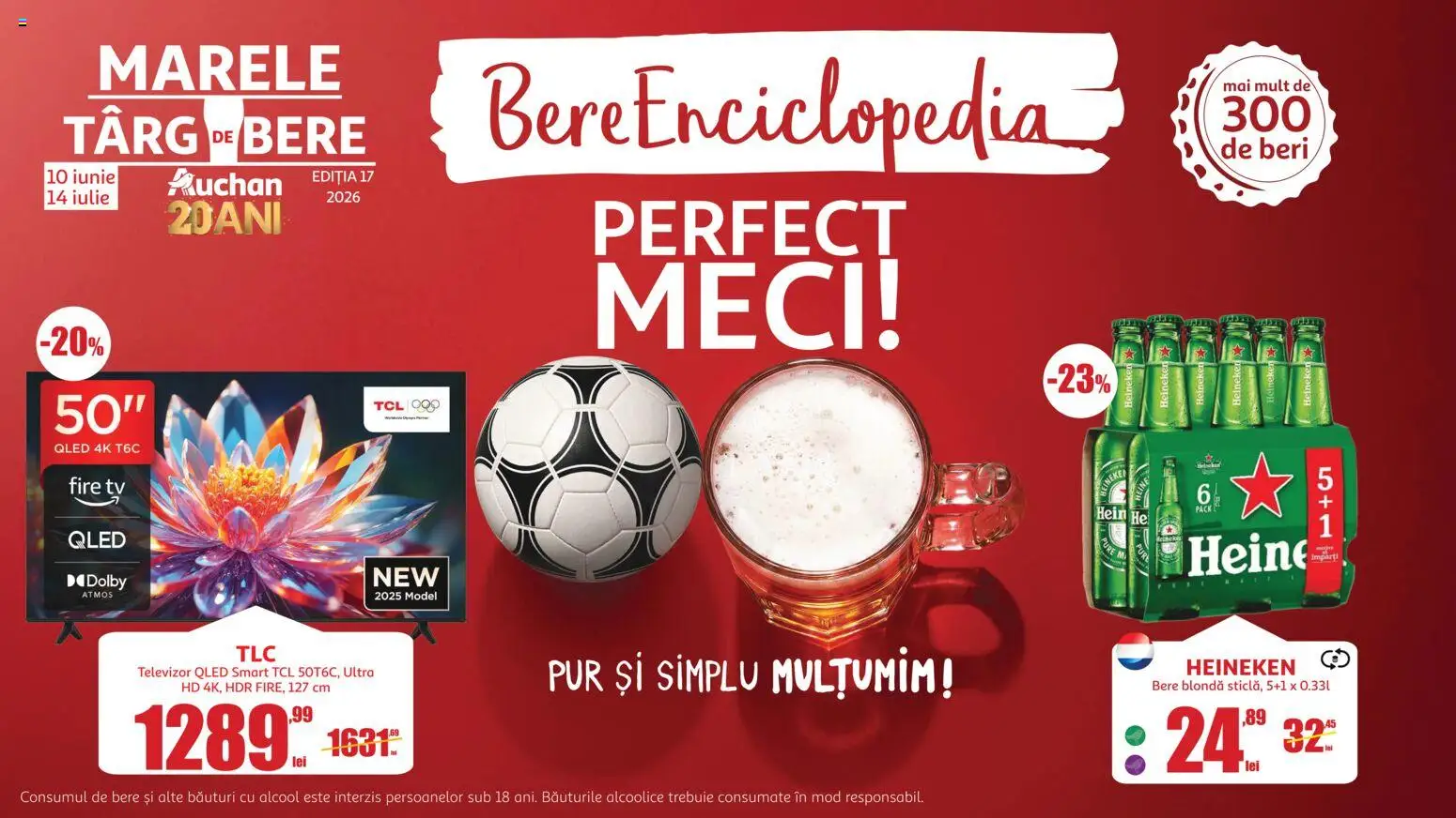 Noul catalog Auchan – valabil de la 10.06.2026 | Pagină: 1 | Produse: Televizor, Bere