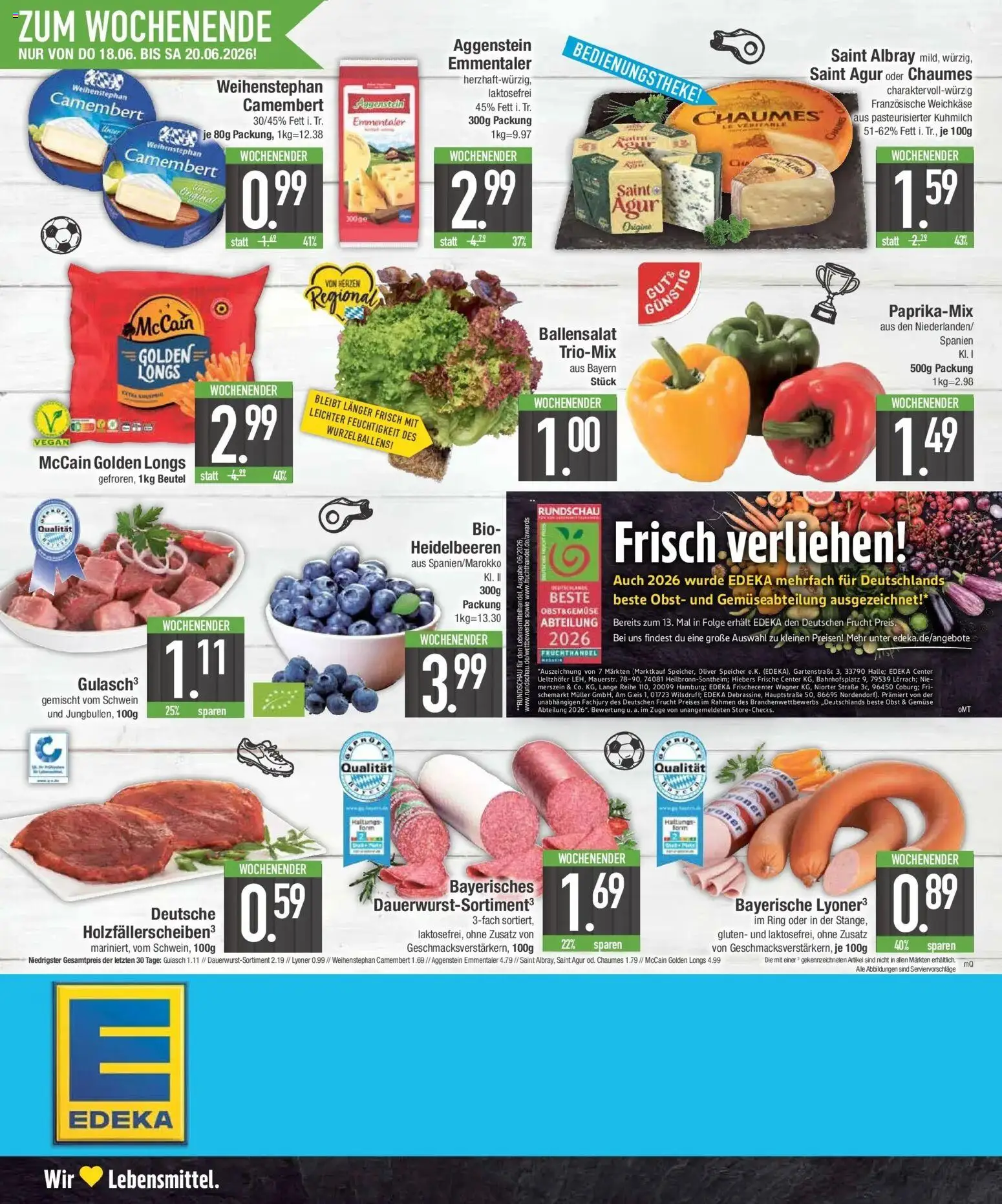 Edeka prospekt Abensberg – gültig ab 14.06.2026 | Seite: 20 | Produkte: Heidelbeeren, Gemüse, Obst, Gulasch