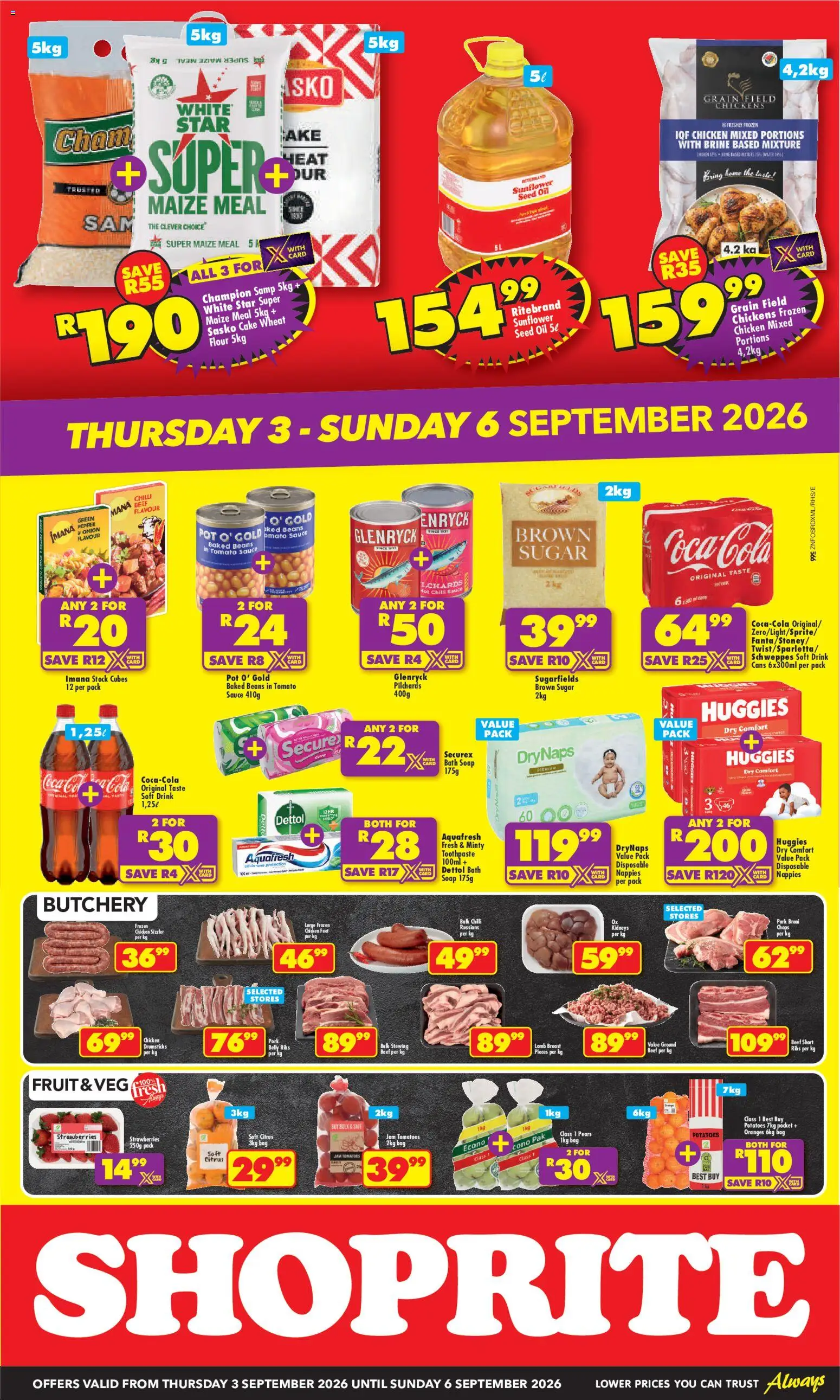 New Shoprite catalogue – valid from 03/09/2026 | Page: 2 | Products: Pilchards, Baked beans, Bath, Toothpaste