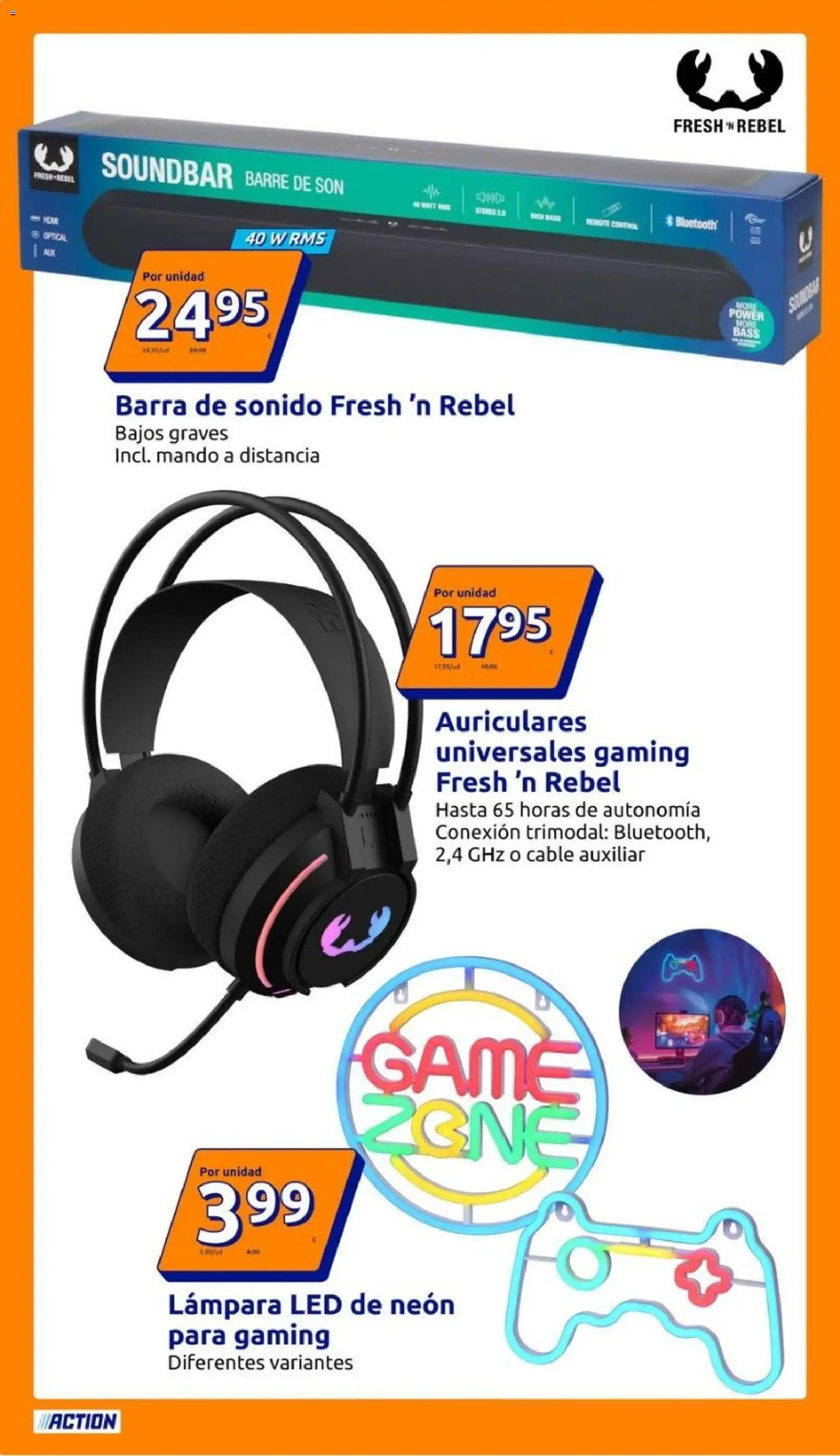 Action folleto │ válido desde el 21/10/2026 | Página: 24 | Productos: Barra de sonido, Auriculares, Cable, Lámpara
