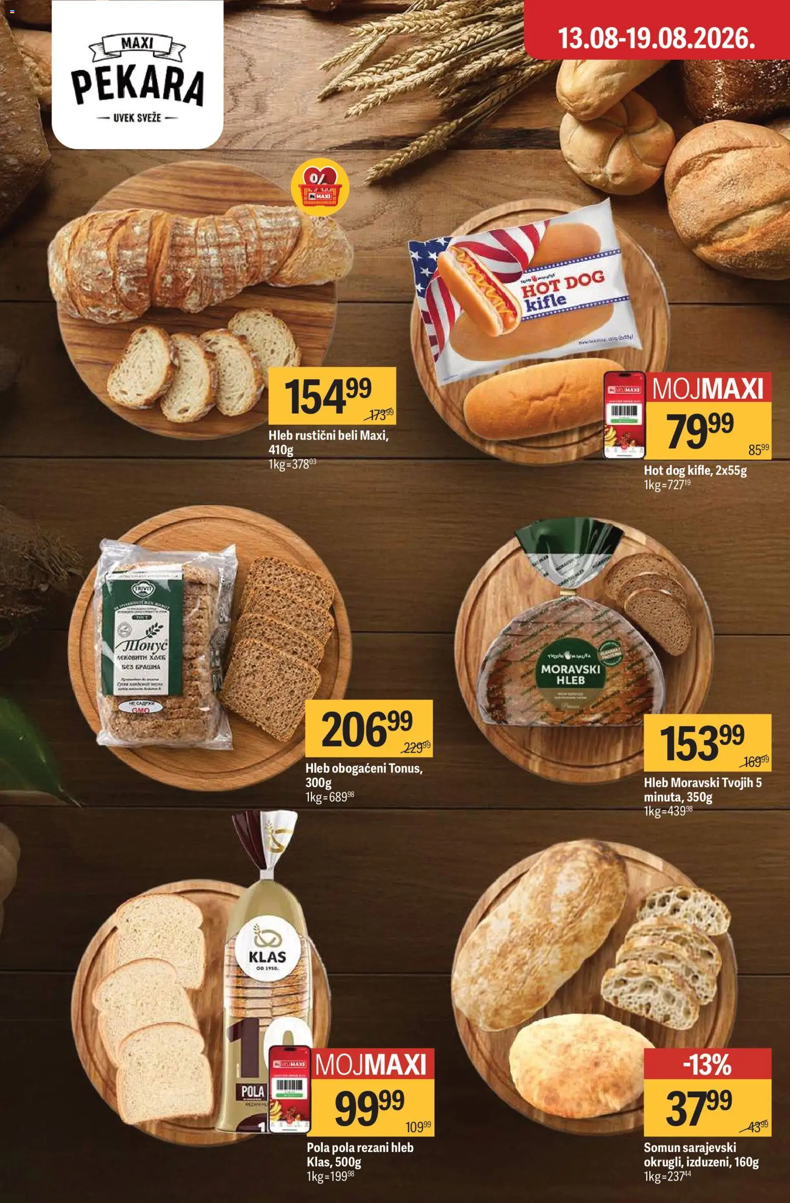 Maxi katalog - važi od 13.08.2026 | Strana: 12 | Proizvode: Rezani hleb, Pekara, Hleb, Hot dog