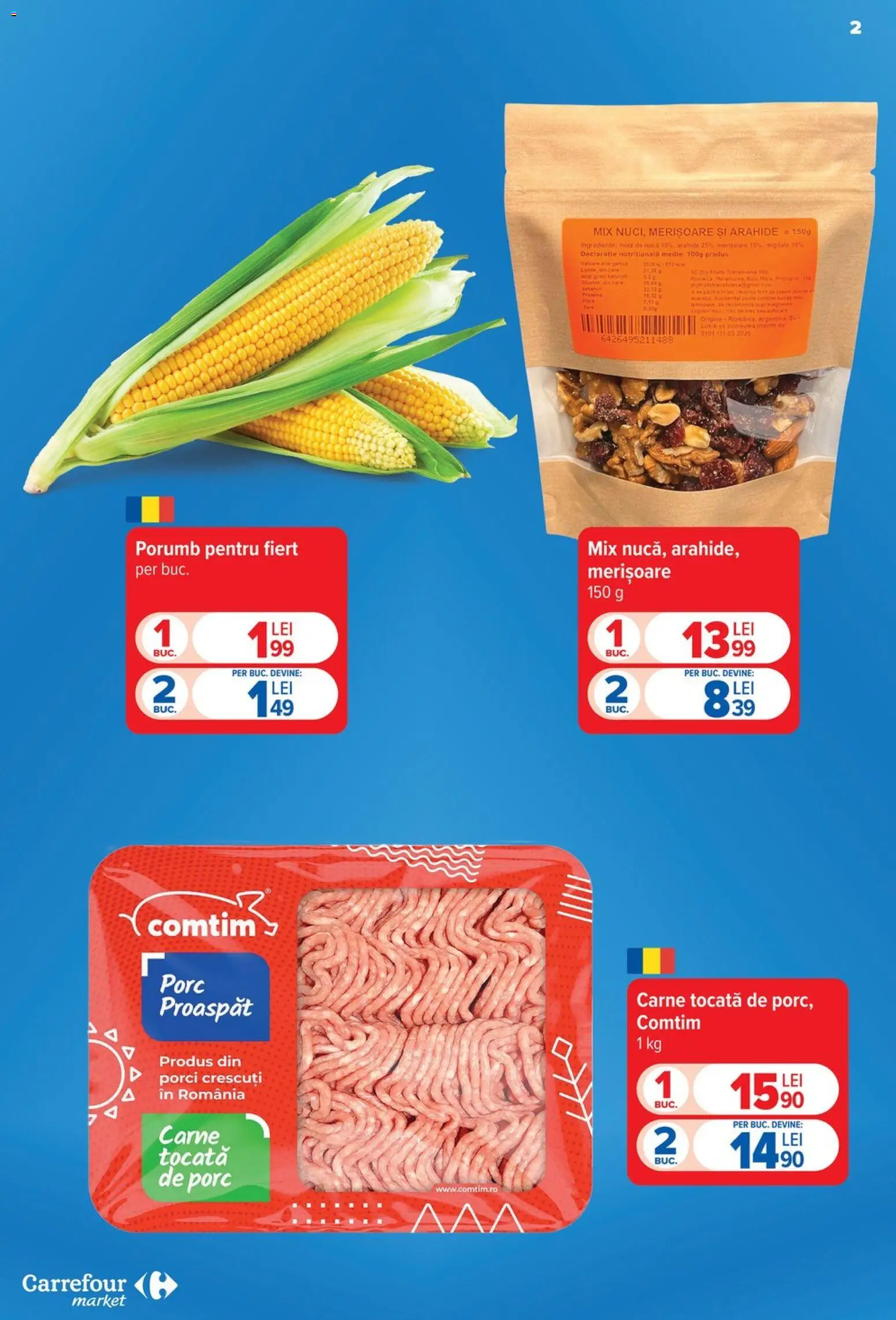 Noul catalog Carrefour – valabil de la 19.08.2026 | Pagină: 2 | Produse: Proteine, Arahide, Migdale, Carne tocată