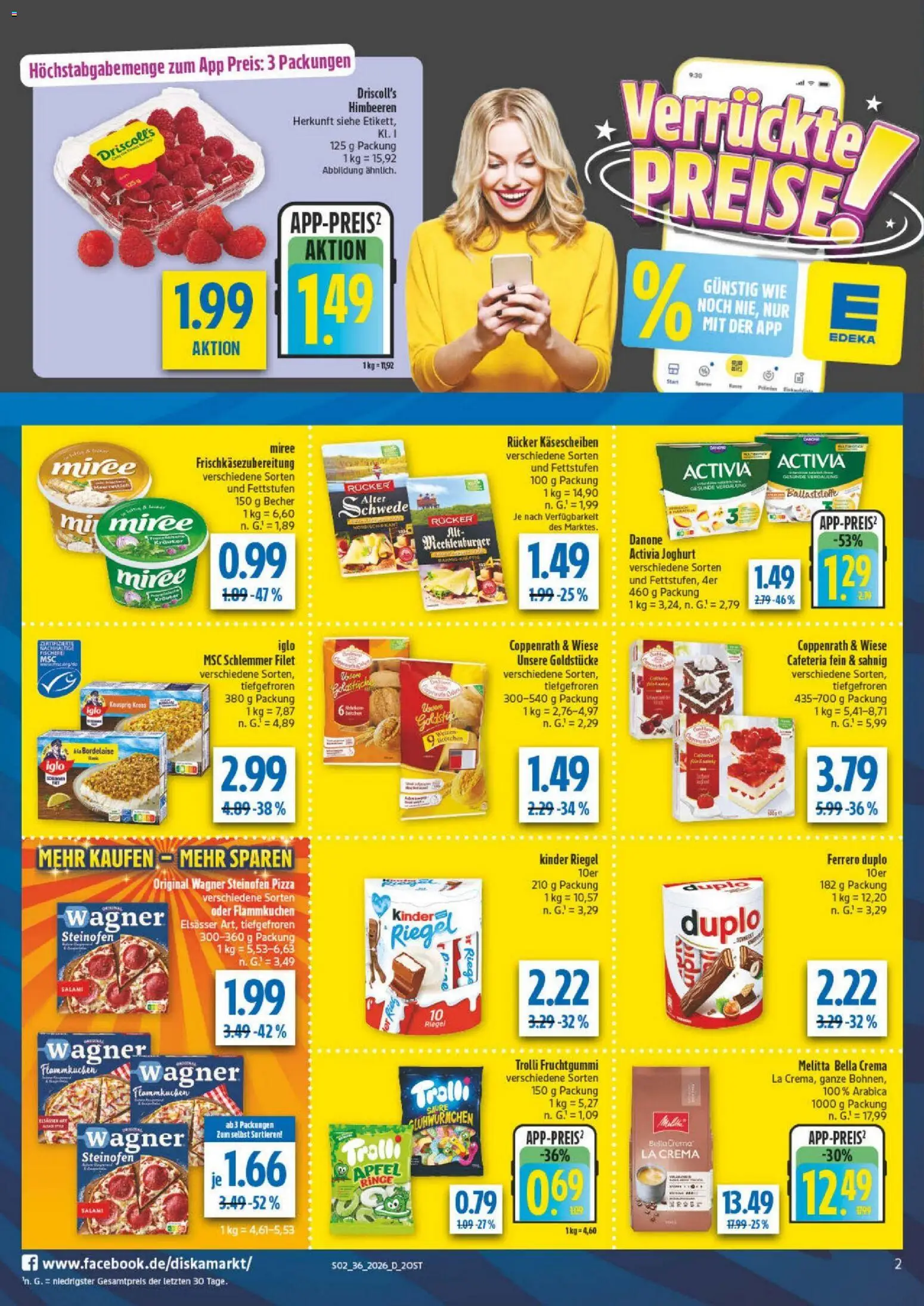Diska Prospekt – gültig ab 31.08.2026 | Seite: 2 | Produkte: Melitta, Joghurt, Äpfel, Kinder riegel