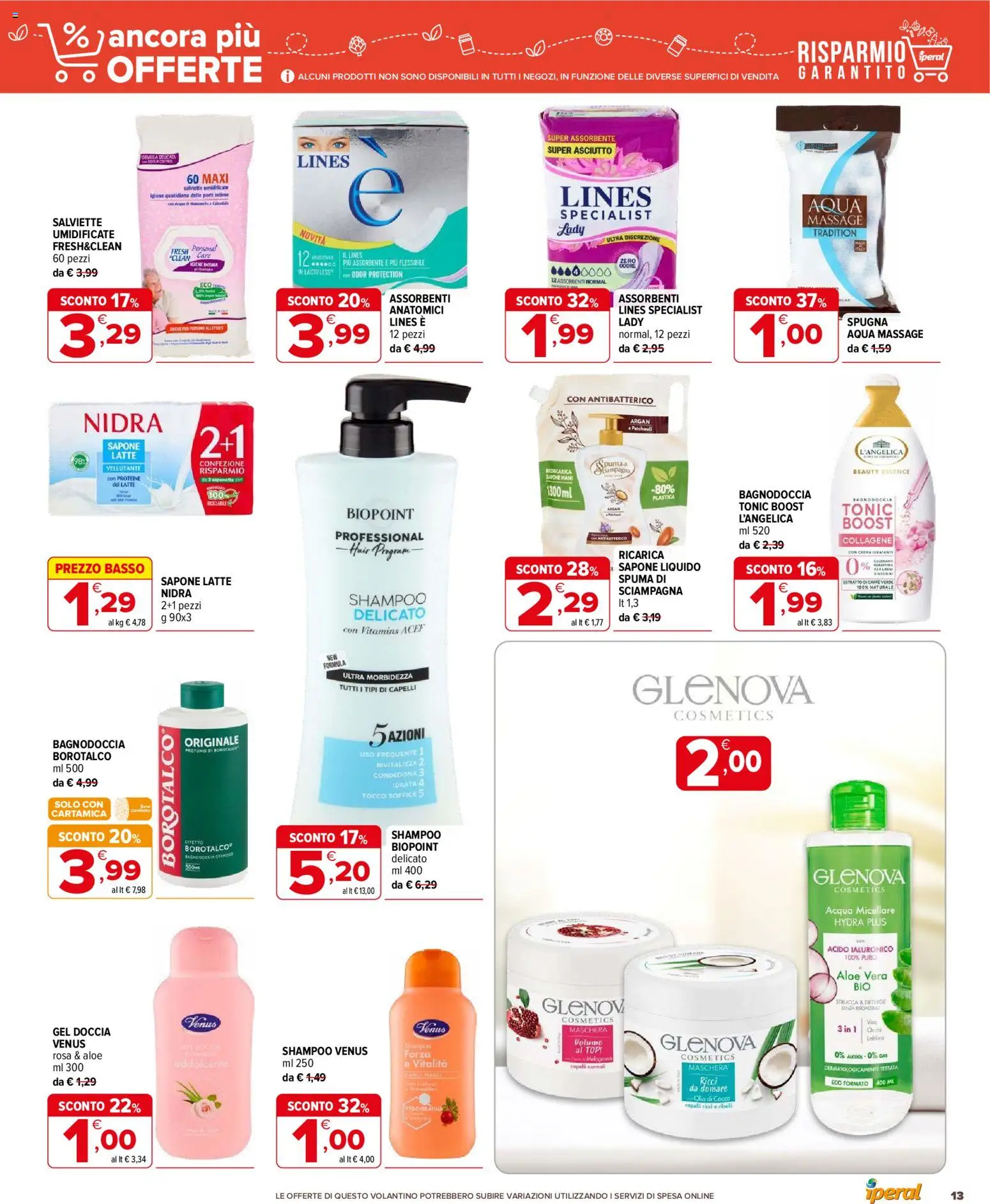 Volantino Iperal del 15/07/2026 | Pagina: 13 | Prodotti: Acqua micellare, Acqua, Latte, Doccia