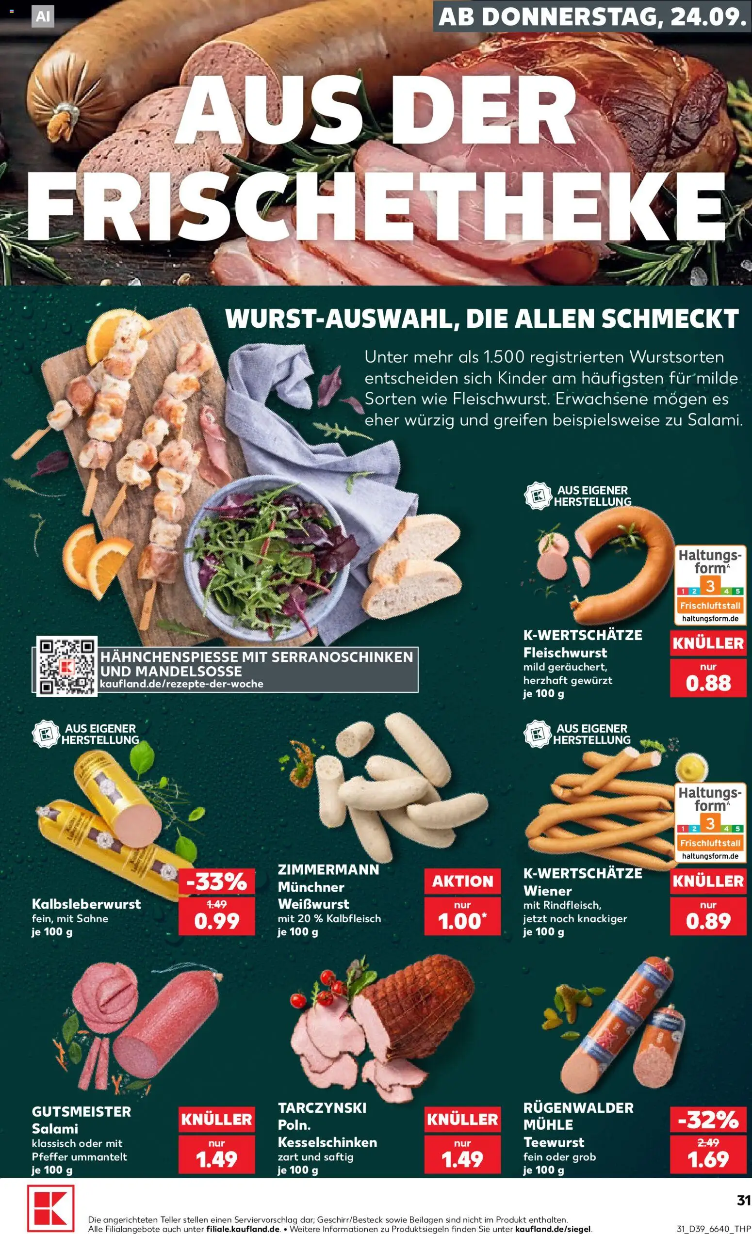 Kaufland Prospekt – gültig ab 24.09.2026 | Seite: 31 | Produkte: Beilagen, Pfeffer, Salami, Sahne