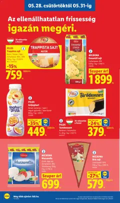 MILBONA Mozzarella, Zsíros, lágy sajt, Zsírtartalom: 45%, Töltőtömeg: 250g - amely érvényes a következő dátumtól: 28.05.2026 | Oldal: 10