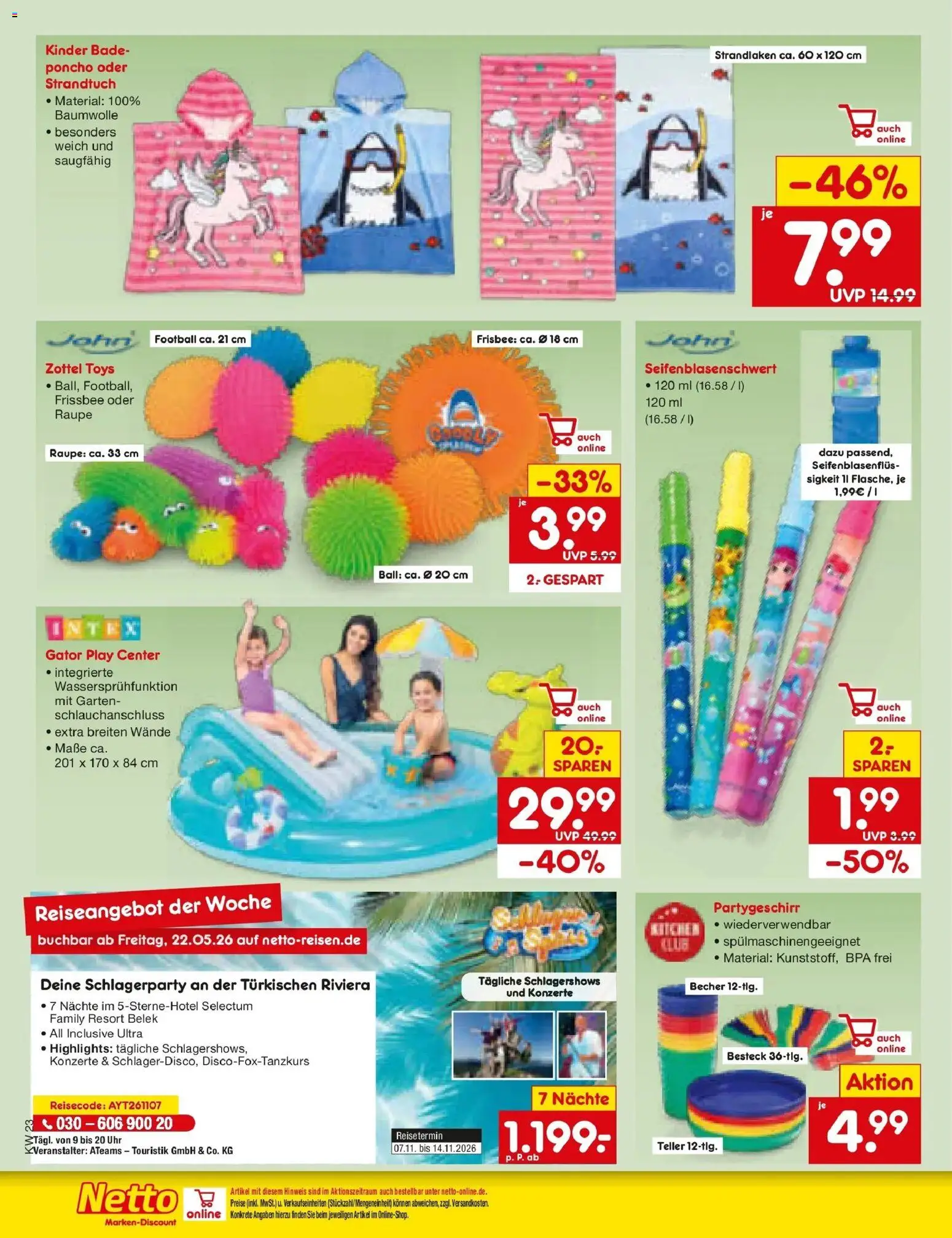 Netto Marken-Discount Prospekt Ergolding – gültig ab 01.06.2026 | Seite: 38 | Produkte: Poncho, Strandtuch, Football, Uhr
