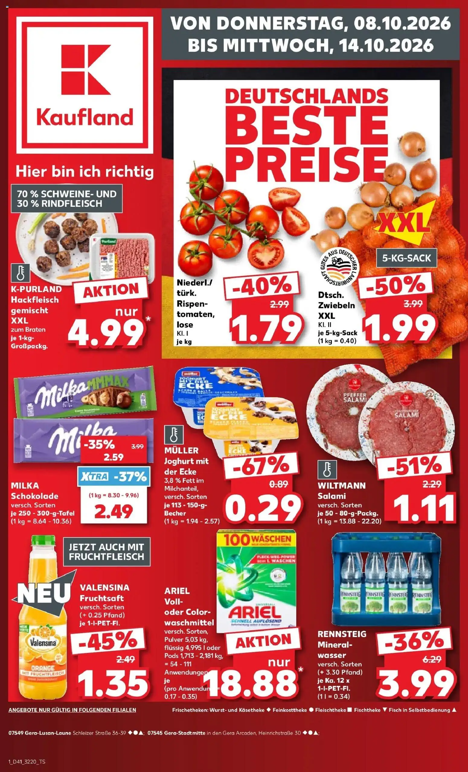 Prospekt Kaufland ab 08.10.2026 » Angebote Online zum Blättern | Seite: 1 | Produkte: Joghurt, Schokolade, Valensina, Rindfleisch