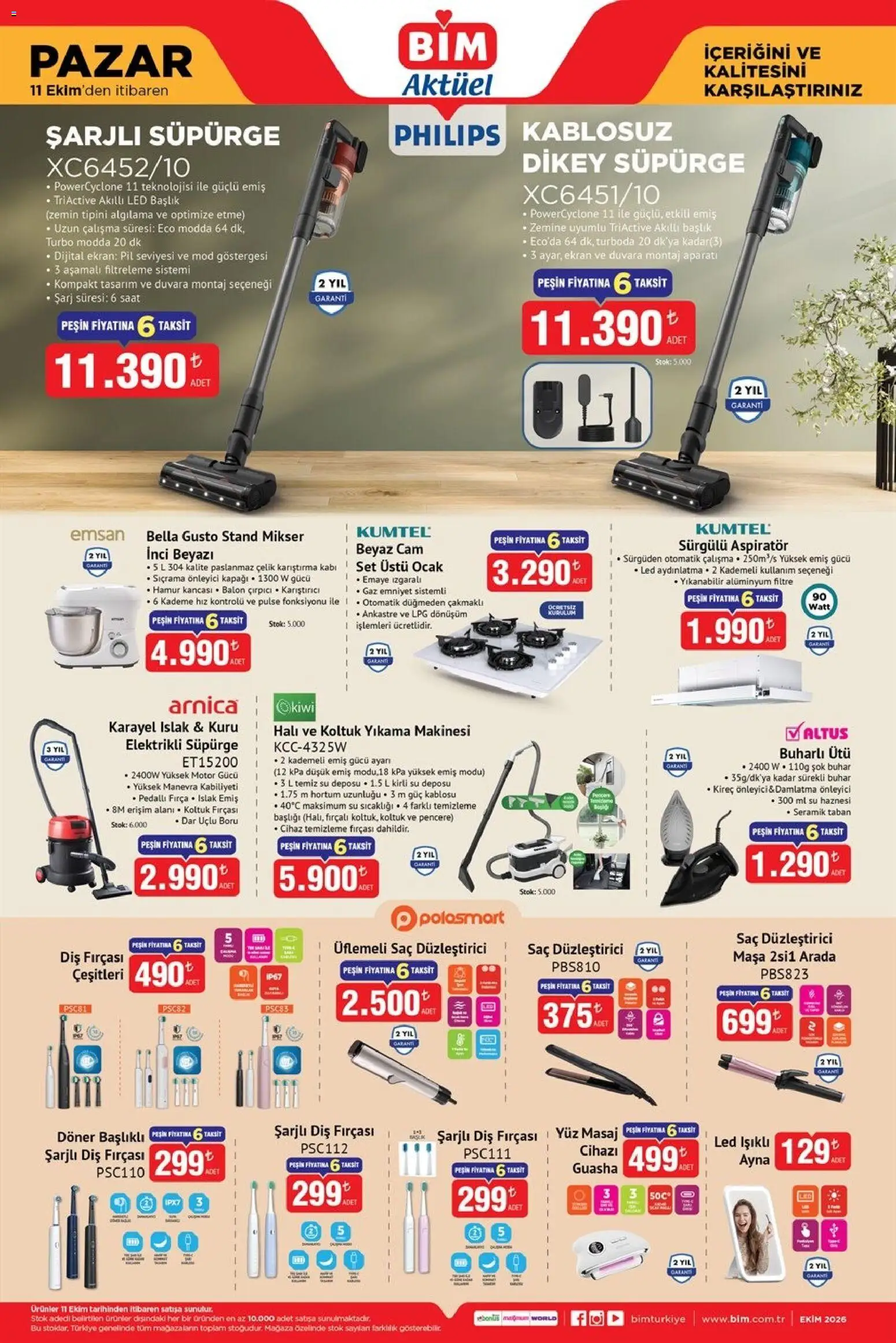 BİM - Katalog Pazar - 11 Ekim 2026 tarihinden itibaren geçerlidir | Sayfa: 2 | Ürünler: Döner, Ayna, Su, Saat