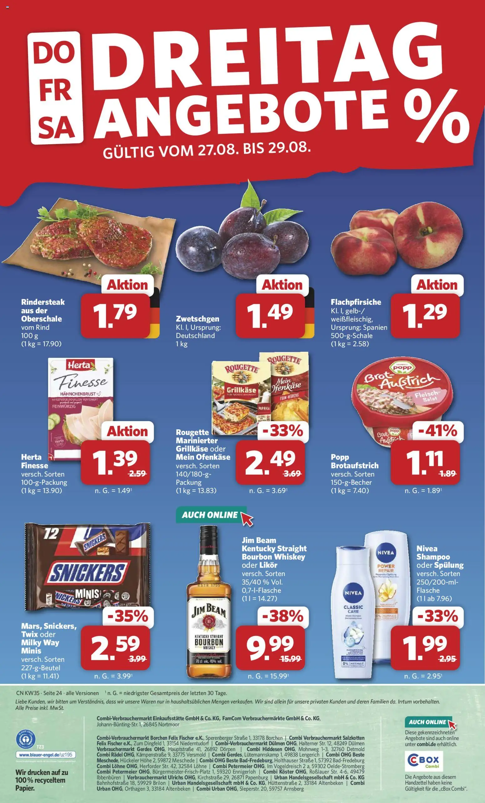 Combi Prospekt – gültig ab 24.08.2026 | Seite: 30 | Produkte: Likör, Shampoo, Spülung, Fleisch