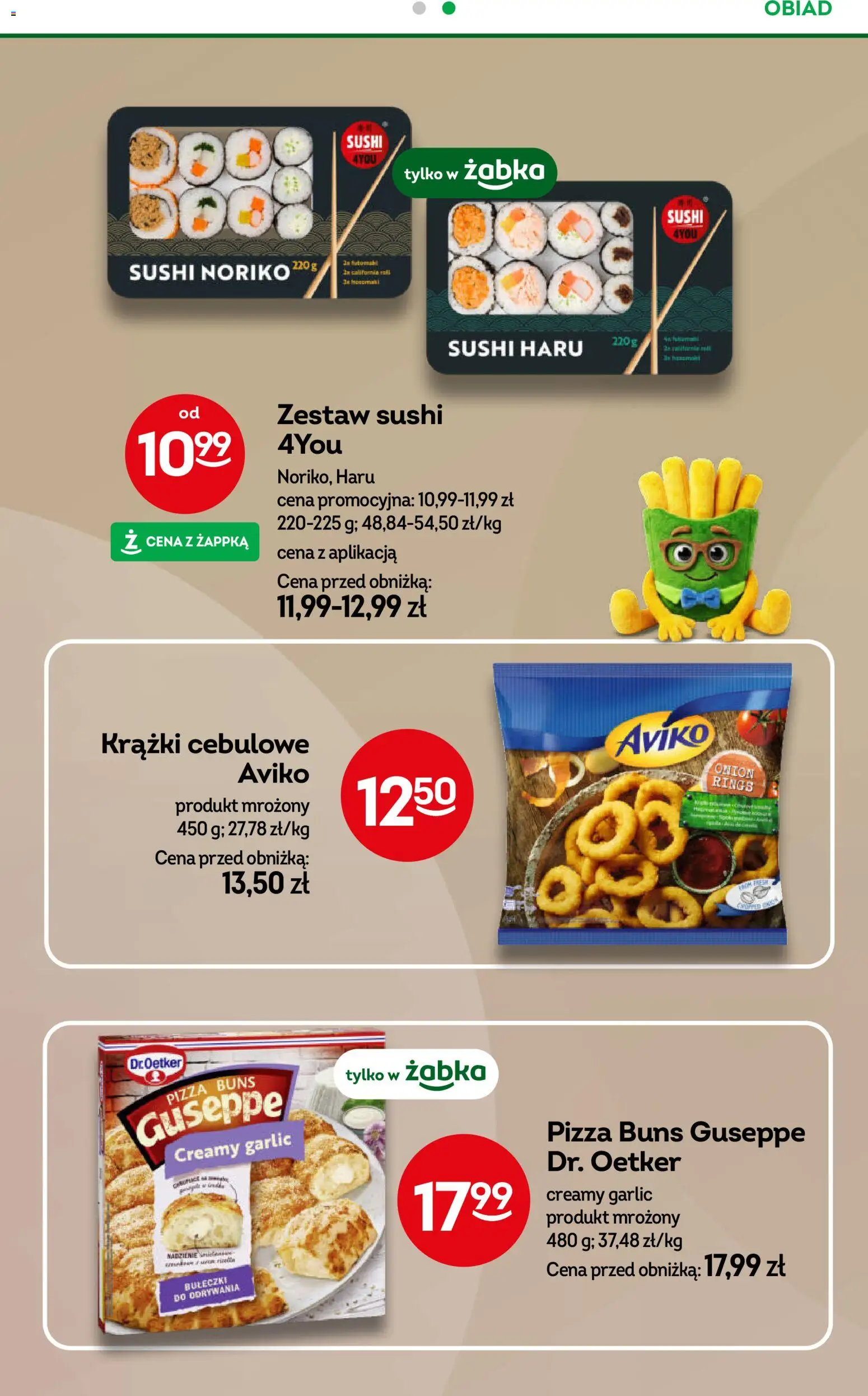 Żabka gazetka od 20.05.2026 | Strona: 75 | Produkty: Krążki cebulowe, Sushi, Pizza, Zestaw sushi
