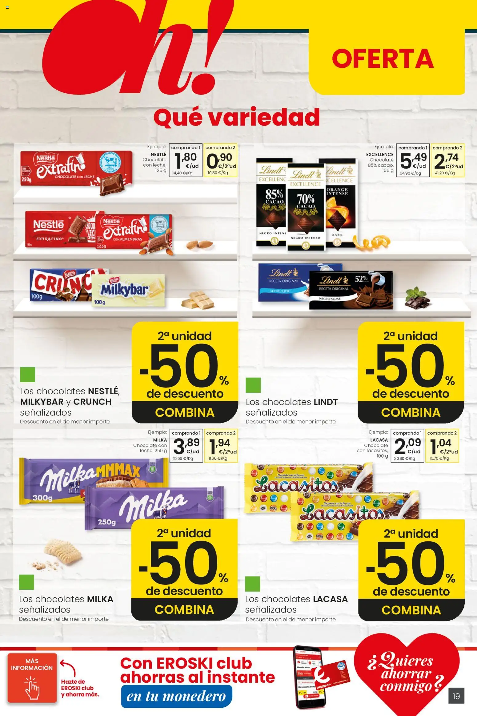 Eroski Nirekin aurreztu nahi Aliprox │ válido desde el 14.05.2026 | Página: 19 | Productos: Chocolate, Κεραία, Chocolate con leche, Φρυγανιές σικάλεως