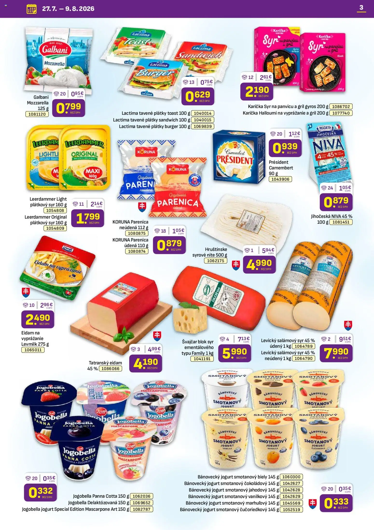 Nové Libex akcie – leták je platný od 27.07.2026 | Strana: 3 | Produkty: Gril, Niva, Gyros, Mascarpone