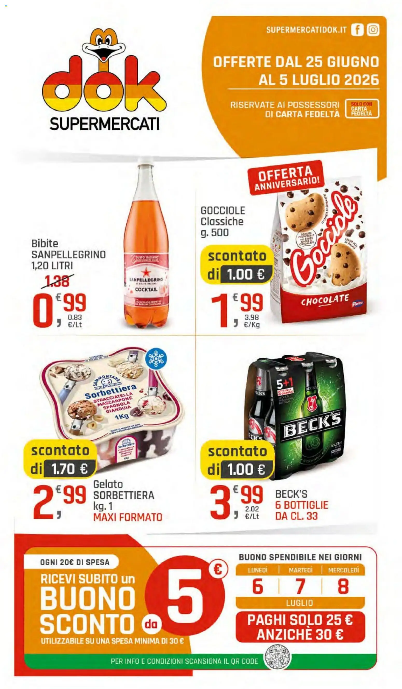 Volantino DOK del 25.06.2026 | Pagina: 1 | Prodotti: Gelato, Bibite, Mascarpone, Bottiglia