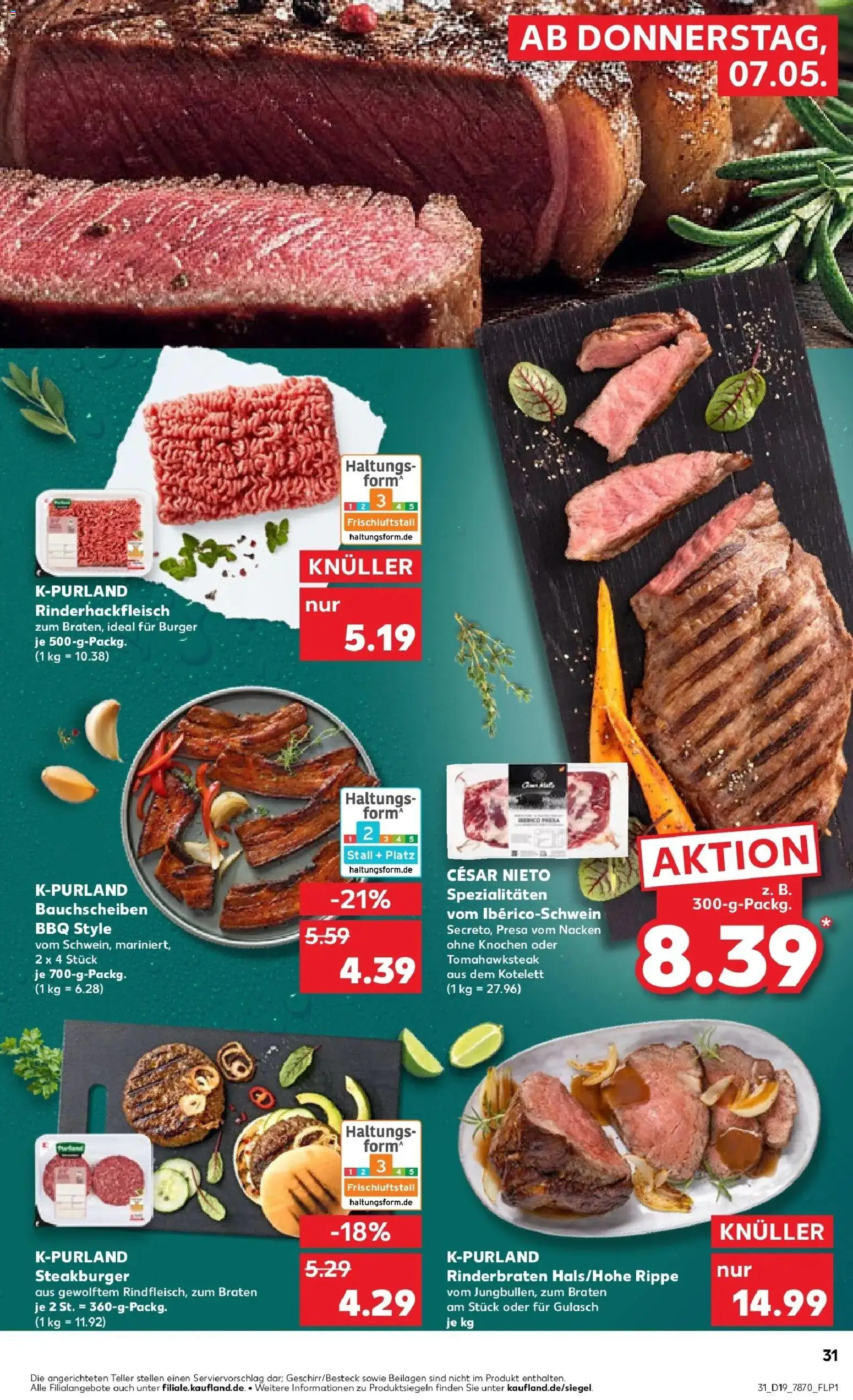 Kaufland Prospekt Memmingen	 – gültig ab 07.05.2026 | Seite: 31 | Produkte: Rinderbraten, Burger, Gulasch
