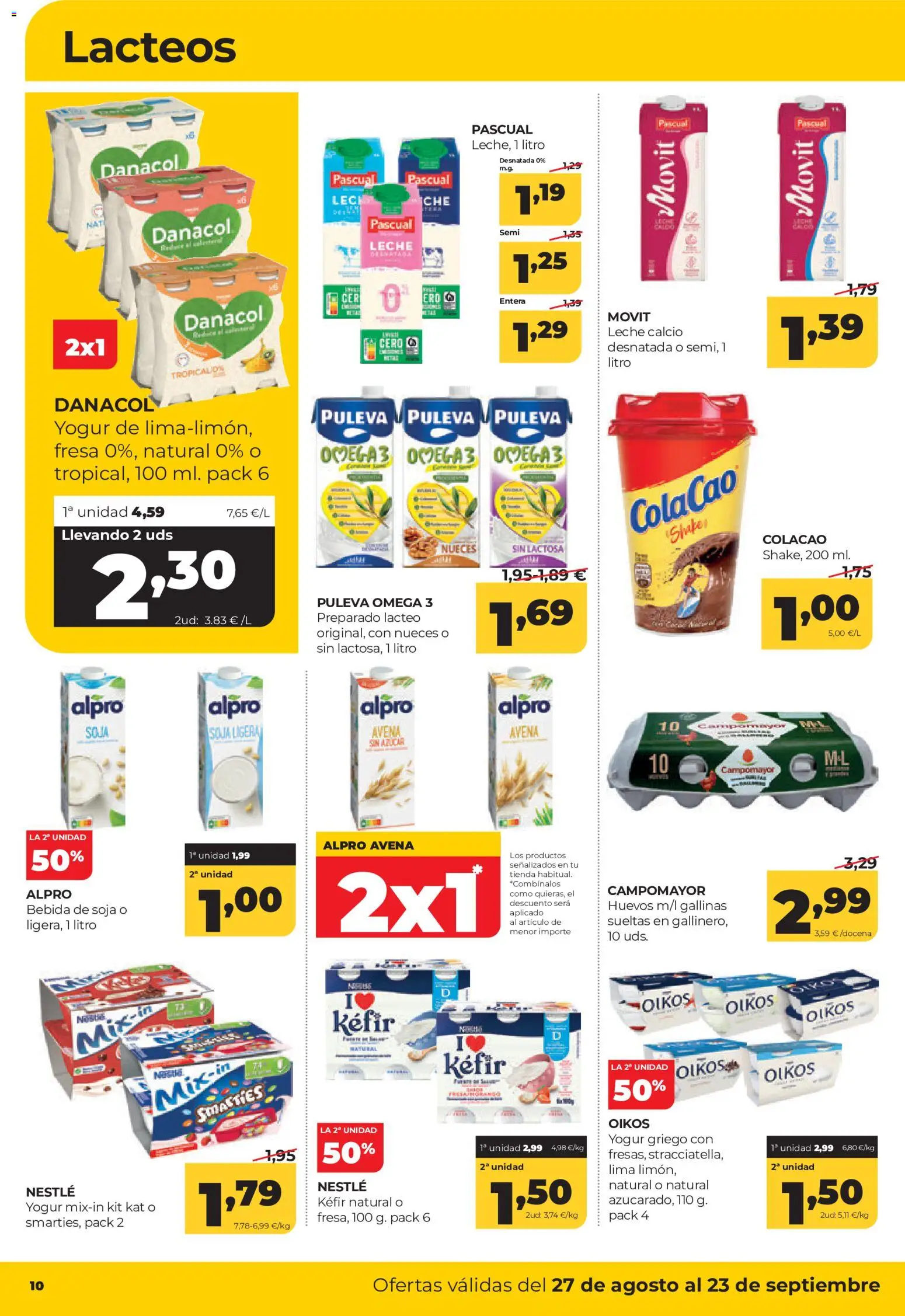Alimerka folleto Castilla y León │ válido desde el 27/08/2026 | Página: 10 | Productos: Omega, Nueces, Leche, Yogur griego