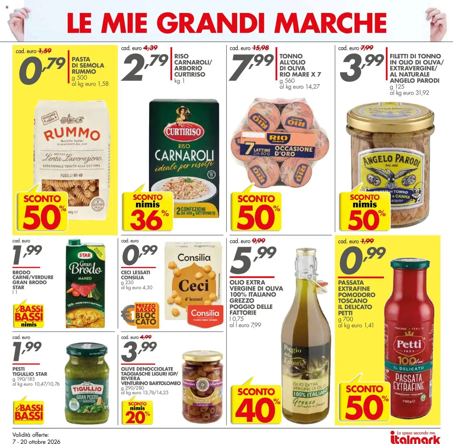 Volantino Italmark del 07/10/2026 | Pagina: 3 | Prodotti: Riso Carnaroli, Ceci, Olio, Olive