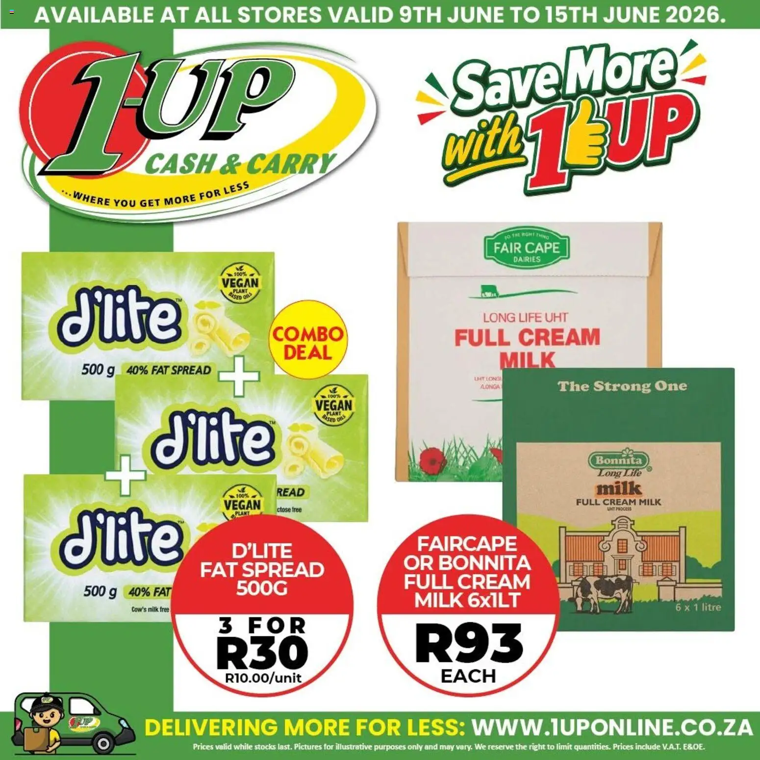 New 1UP Cash & Carry catalogue – valid from 09.06.2026 | Page: 3 | Products: Milk, Cream, Fat spread