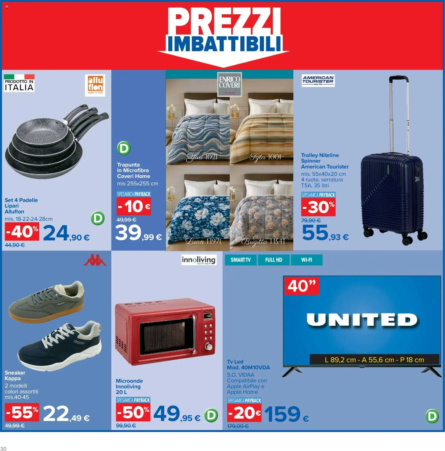 Volantino Carrefour del 13/10/2026 | Pagina: 30 | Prodotti: Microonde, smart TV, Trapunta, Trolley