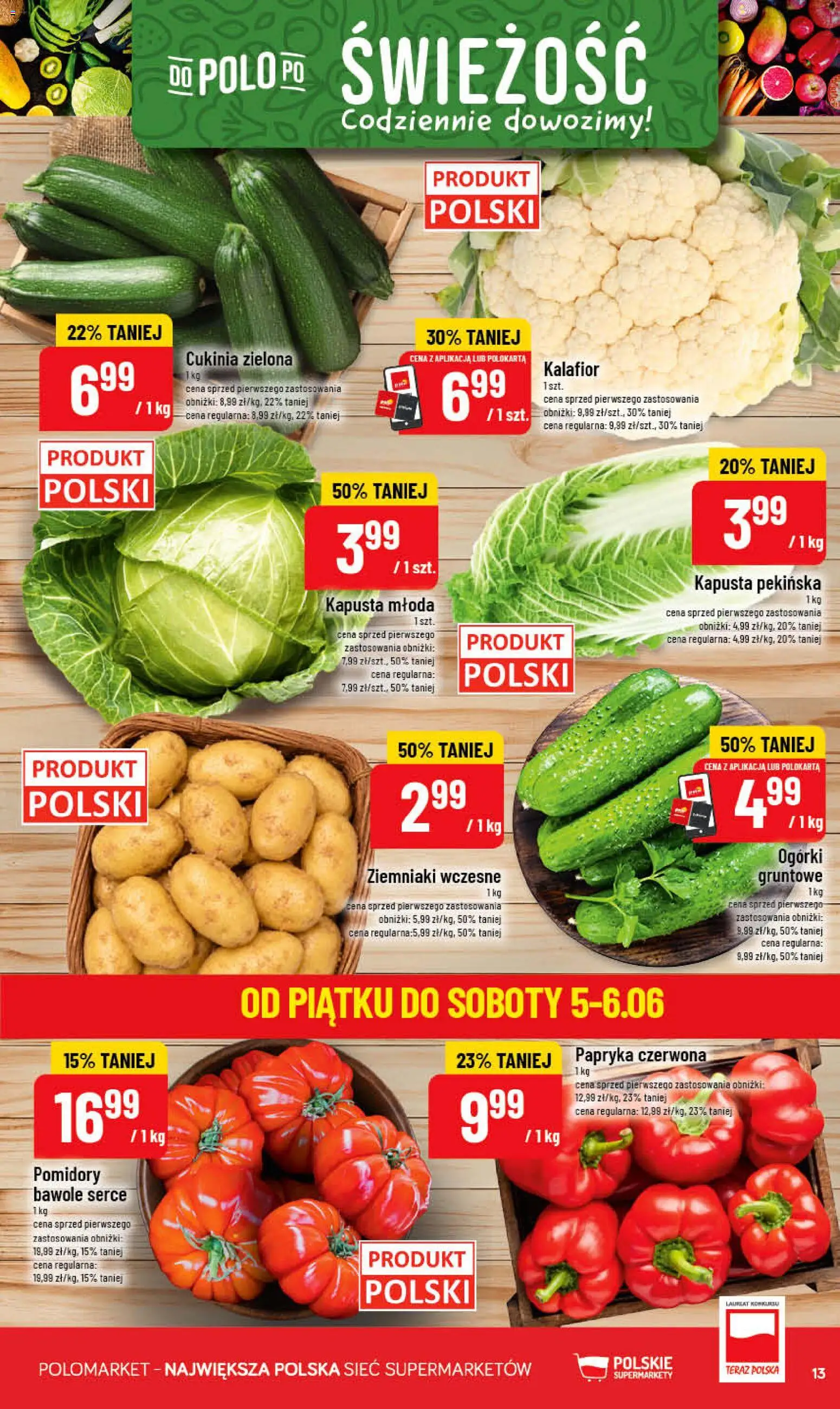 POLOmarket gazetka od 03.06.2026 | Strona: 13 | Produkty: Kapusta, Kapusta pekińska, Papryka, Cukinia