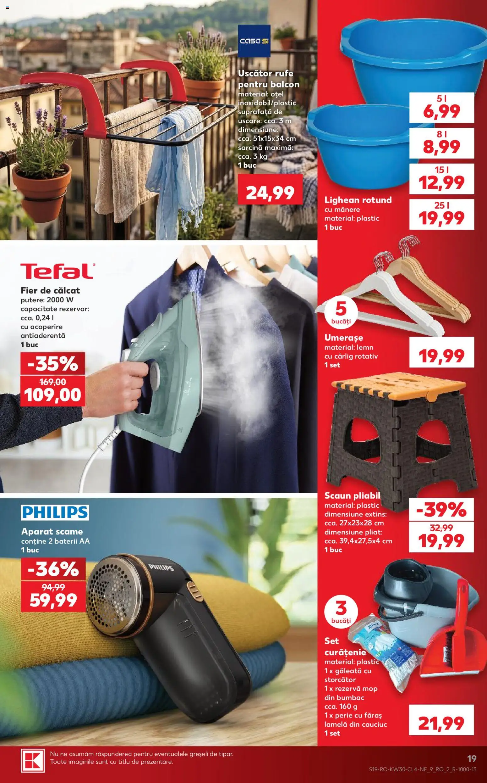 Noul catalog Kaufland – valabil de la 22.07.2026 | Pagină: 19 | Produse: Enginar, Fier de călcat, Storcător, Mop