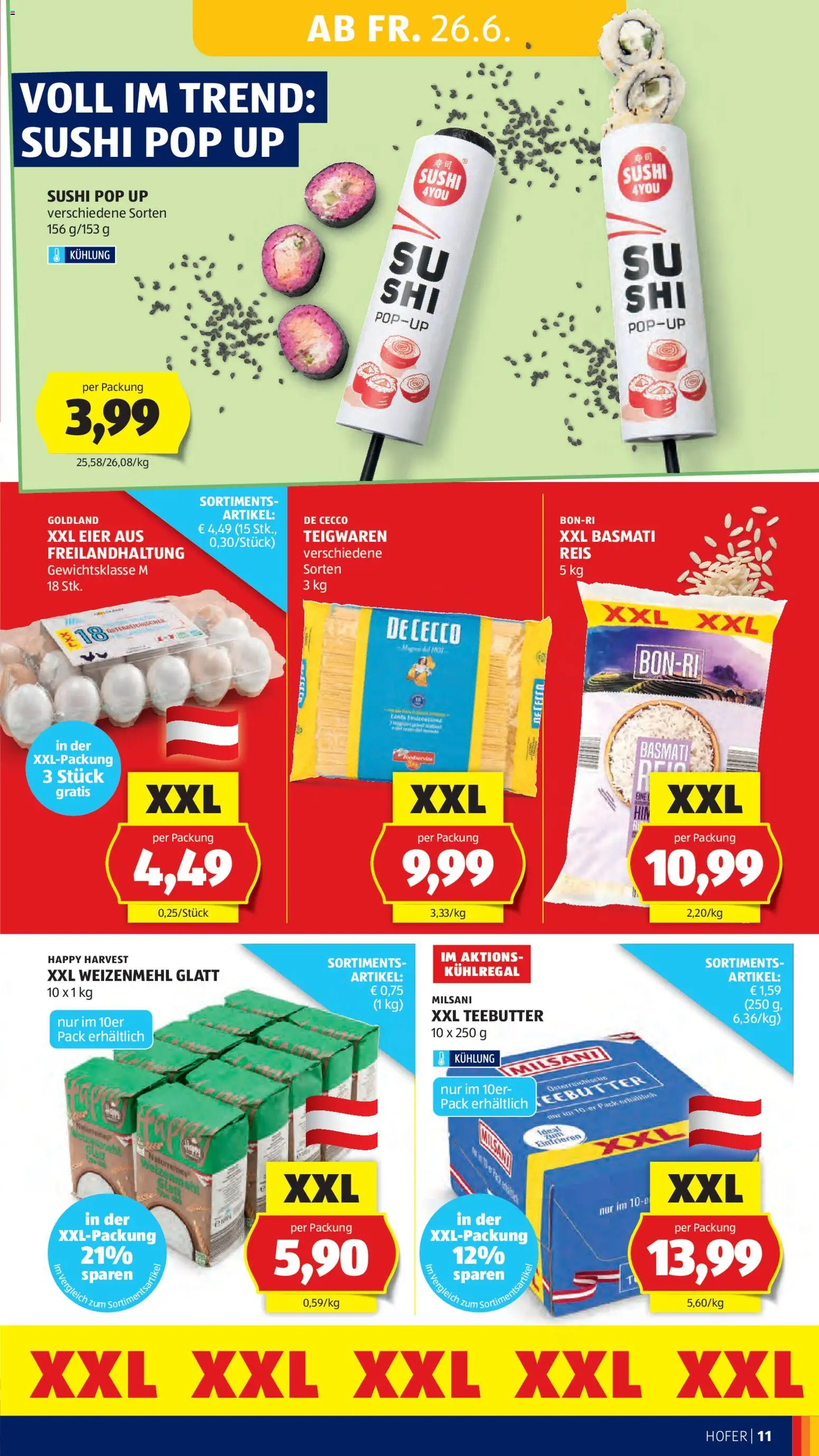 Hofer Flugblatt gültig ab 26.06.2026 | Seite: 15 | Produkte: Eier, Reis