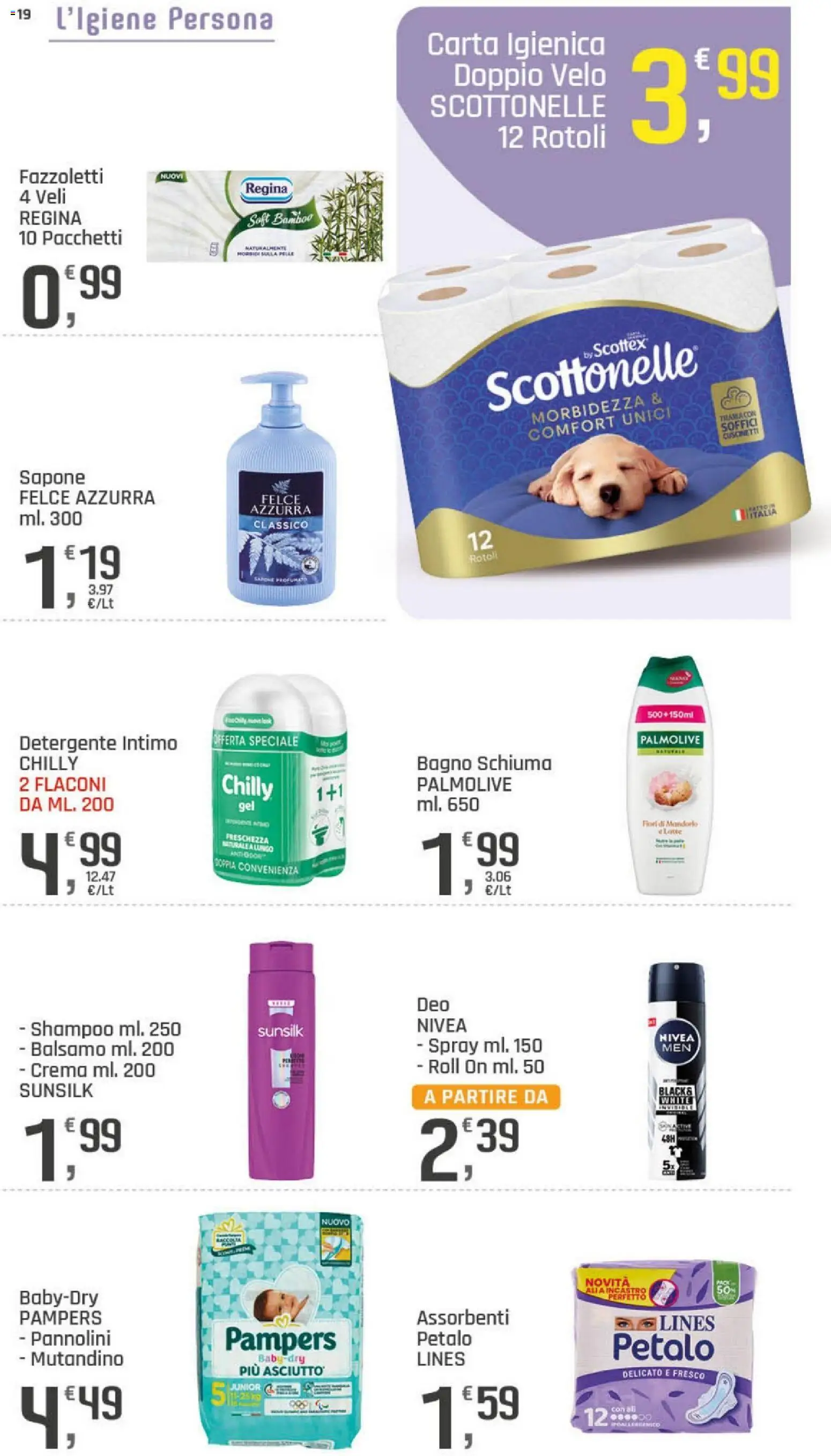 Volantino DOK del 06/10/2026 | Pagina: 19 | Prodotti: Schiuma, Pannolini, Mandorle, Pampers