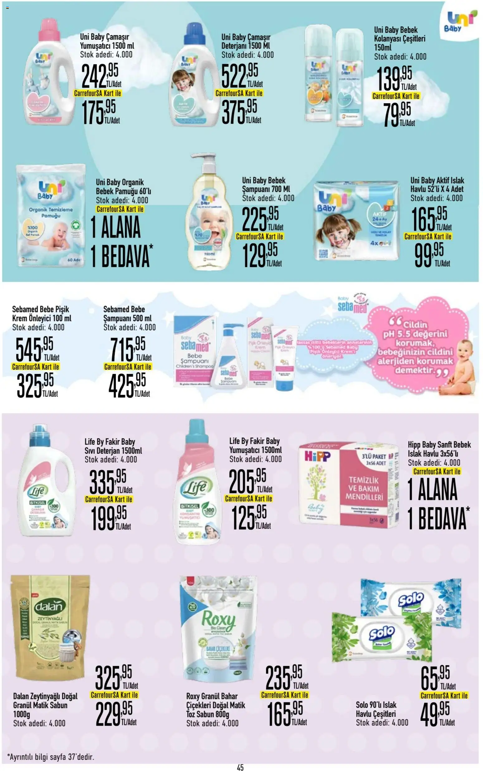 CarrefourSA Katalog - 09 Temmuz 2026 tarihinden itibaren geçerlidir | Sayfa: 45 | Ürünler: Krem, Sabun, Yumuşatıcı, Deterjan