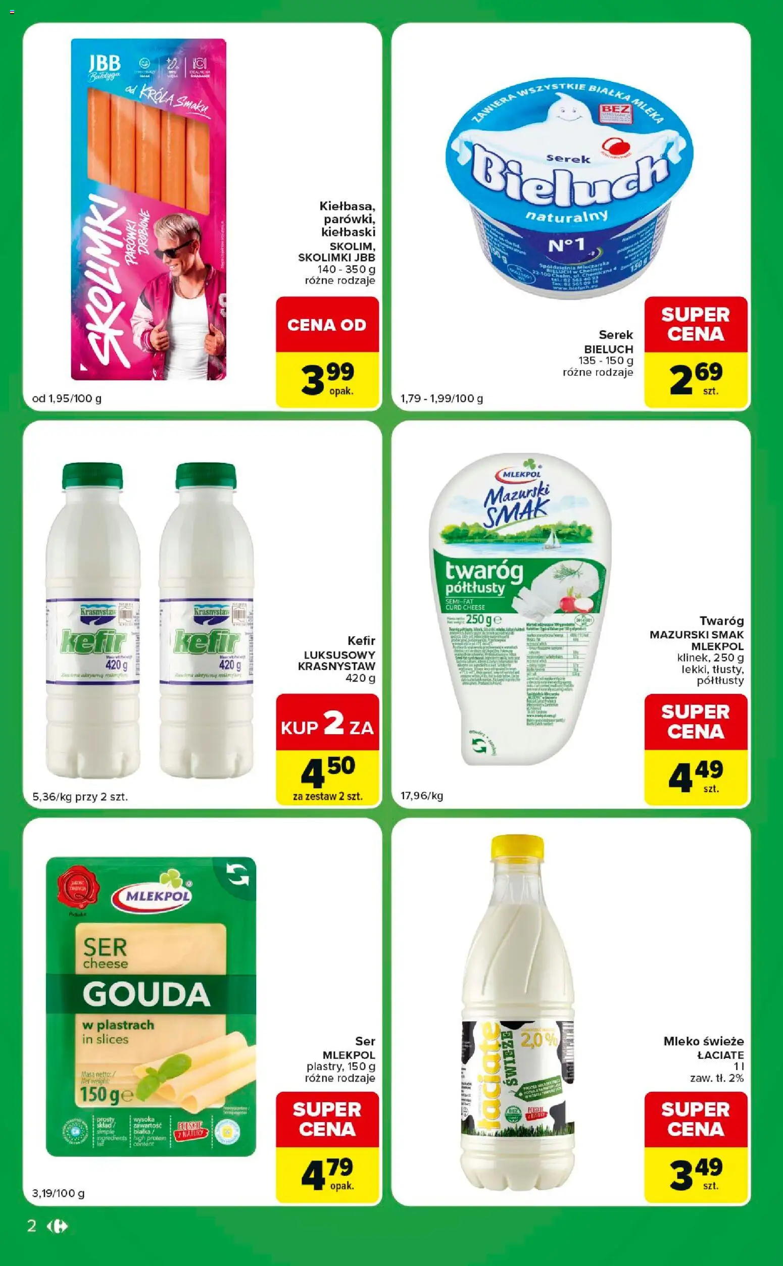 Carrefour gazetka - Express od 07.07.2026 | Strona: 2 | Produkty: Parówki, Kiełbaski, Mleko, Twaróg