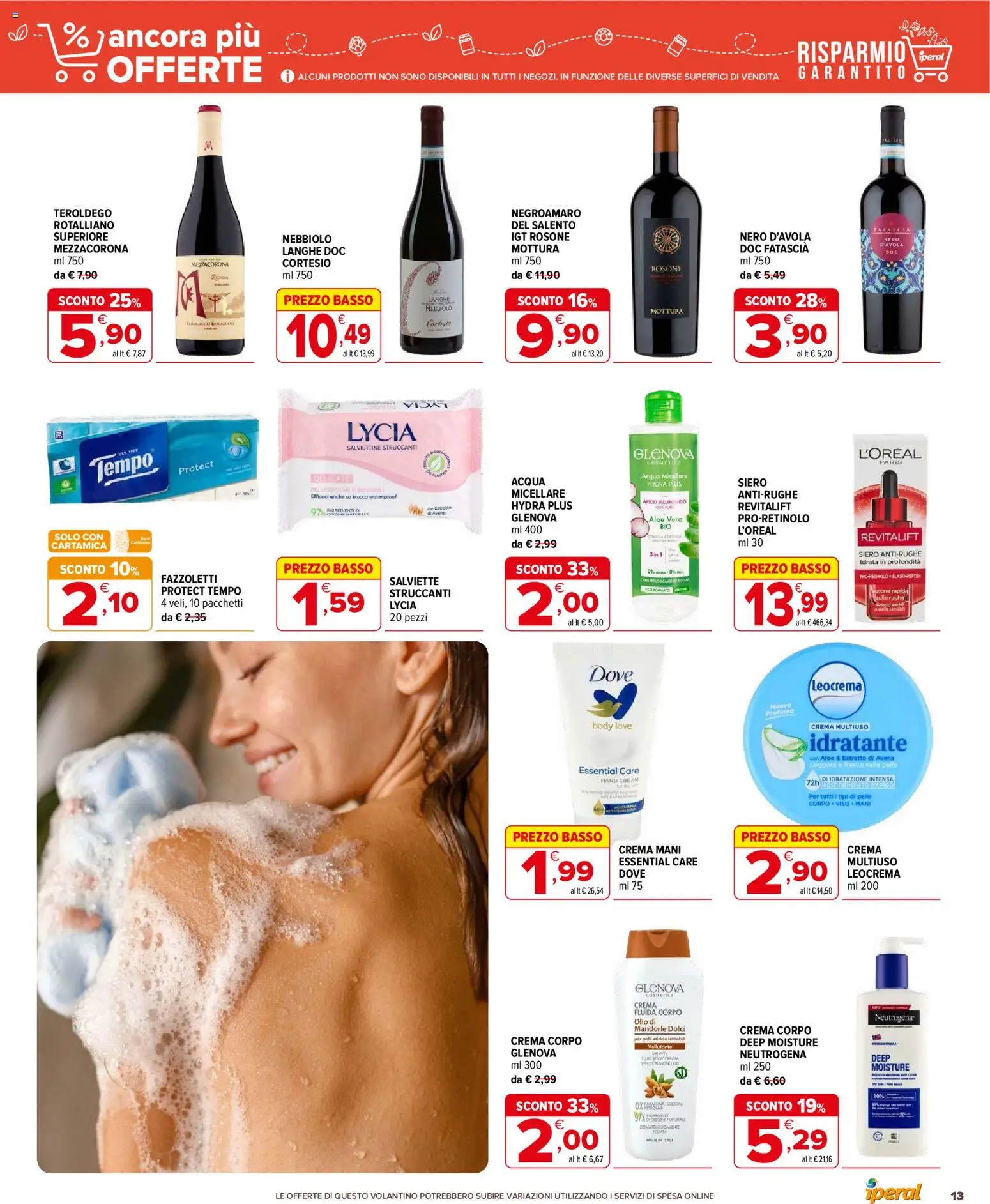 Volantino Iperal del 14/10/2026 | Pagina: 13 | Prodotti: Fazzoletti, Acqua, Mandorle, Aloe vera