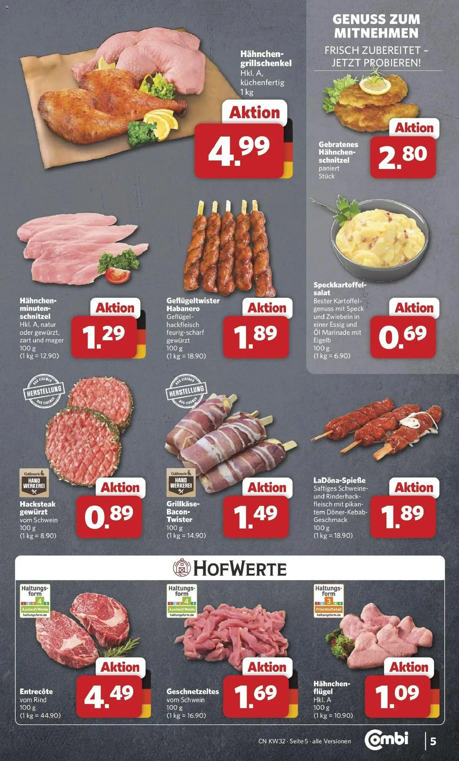 Combi Prospekt Borchen (ab 03.08.2026) zum Blättern | Seite: 5 | Produkte: Hahnchen, Essig, Schnitzel, Salat