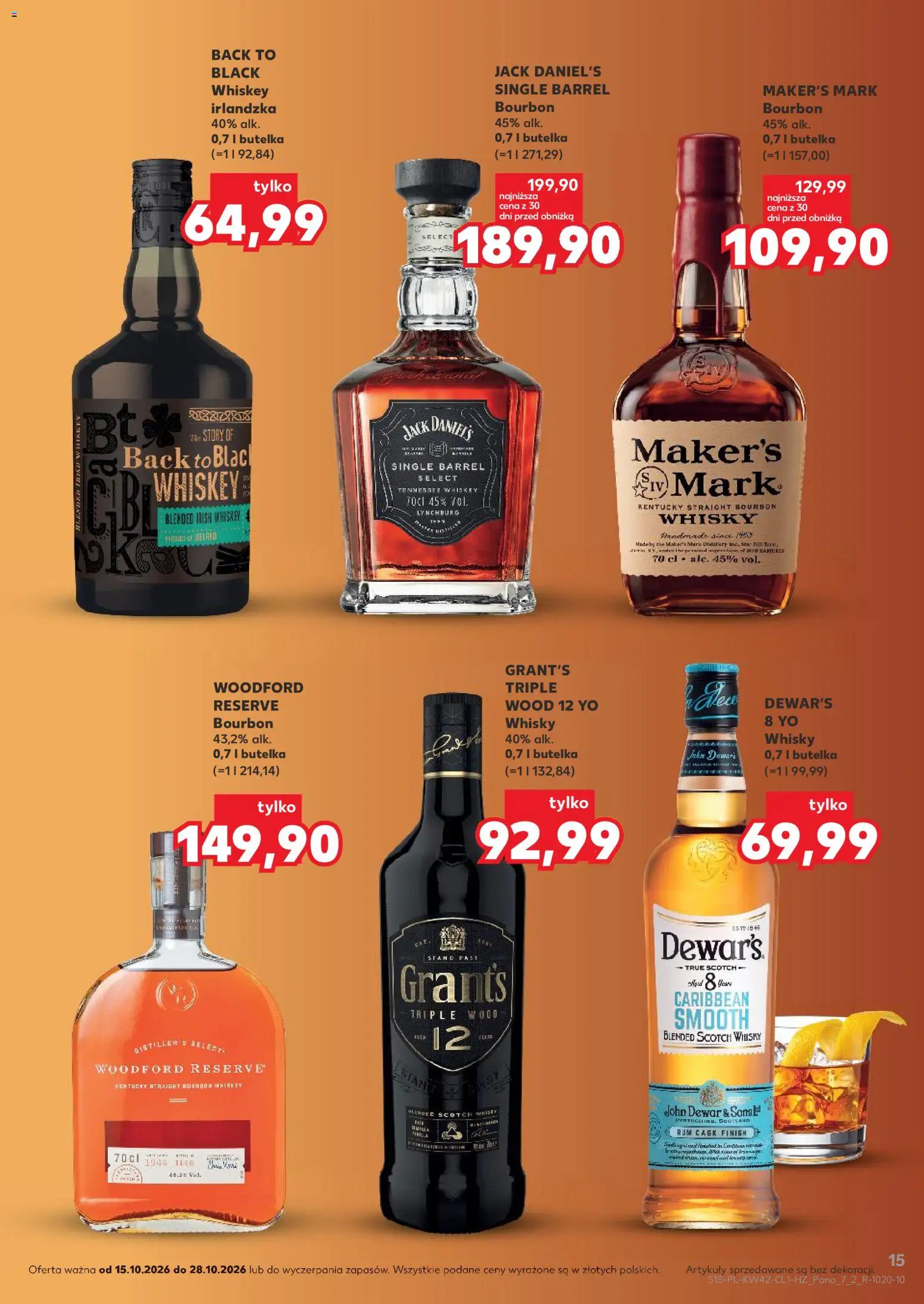 Kaufland Polsko leták - Barek od 15.10.2026 | Strana: 15 | Produkty: Finish, Bourbon, Whisky, Jack Daniel’s