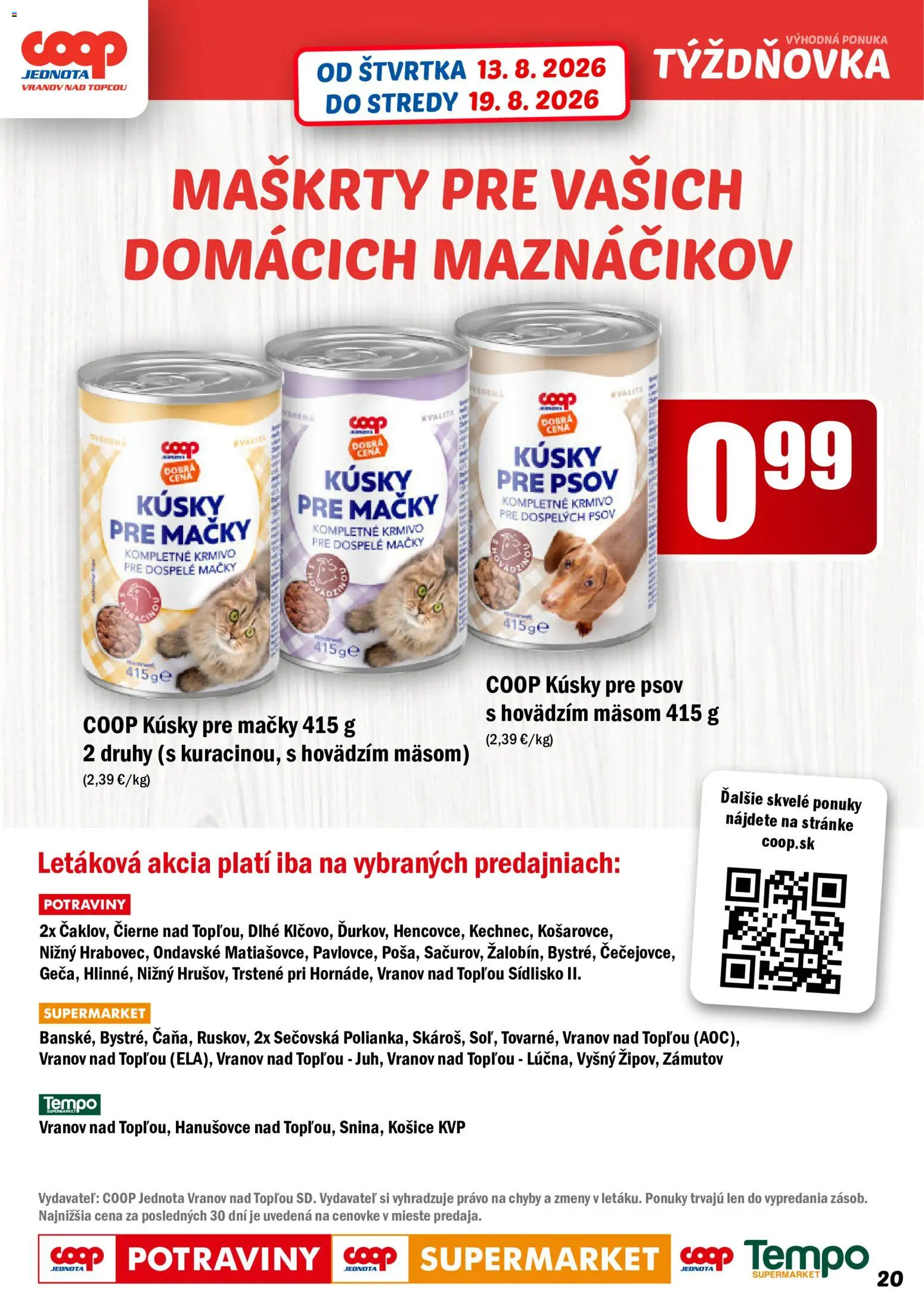 Nové COOP Jednota akcie – leták je platný od 13.08.2026 | Strana: 20