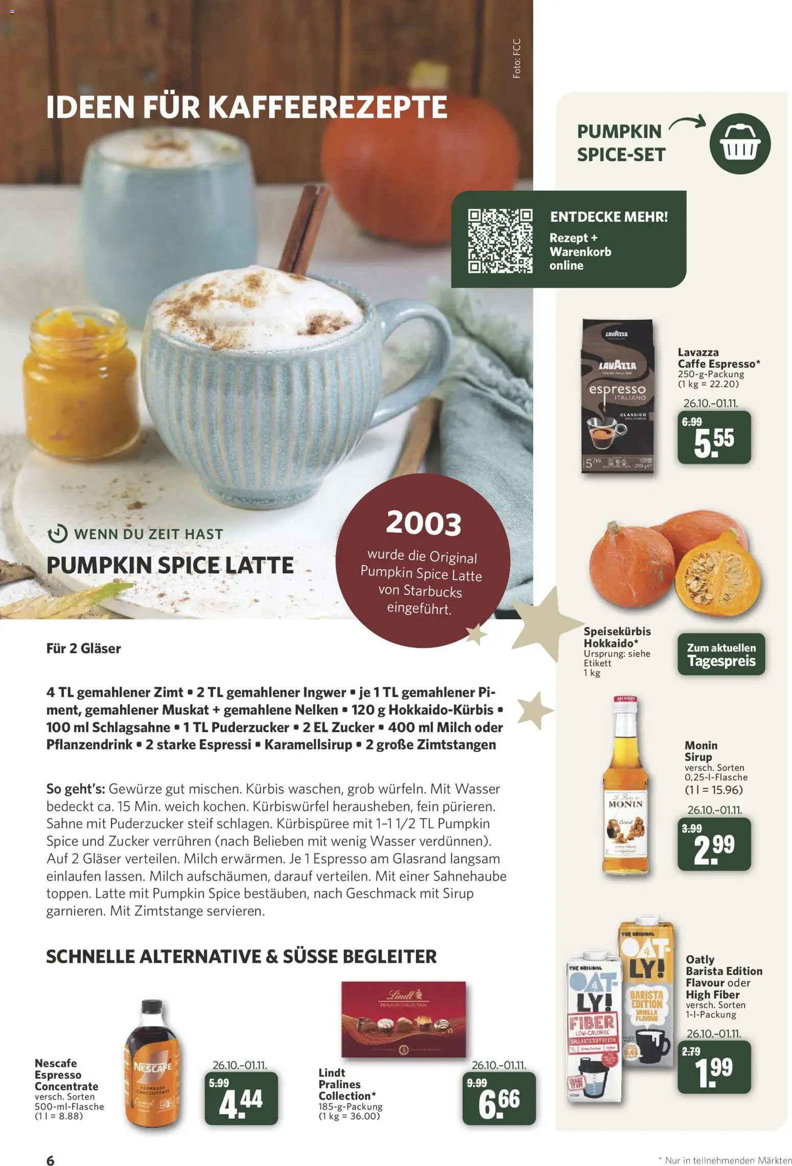 Combi myTime November 2026 – gültig ab 31.10.2026 | Seite: 6 | Produkte: Nescafe, Schlagsahne, Starbucks, Kürbis